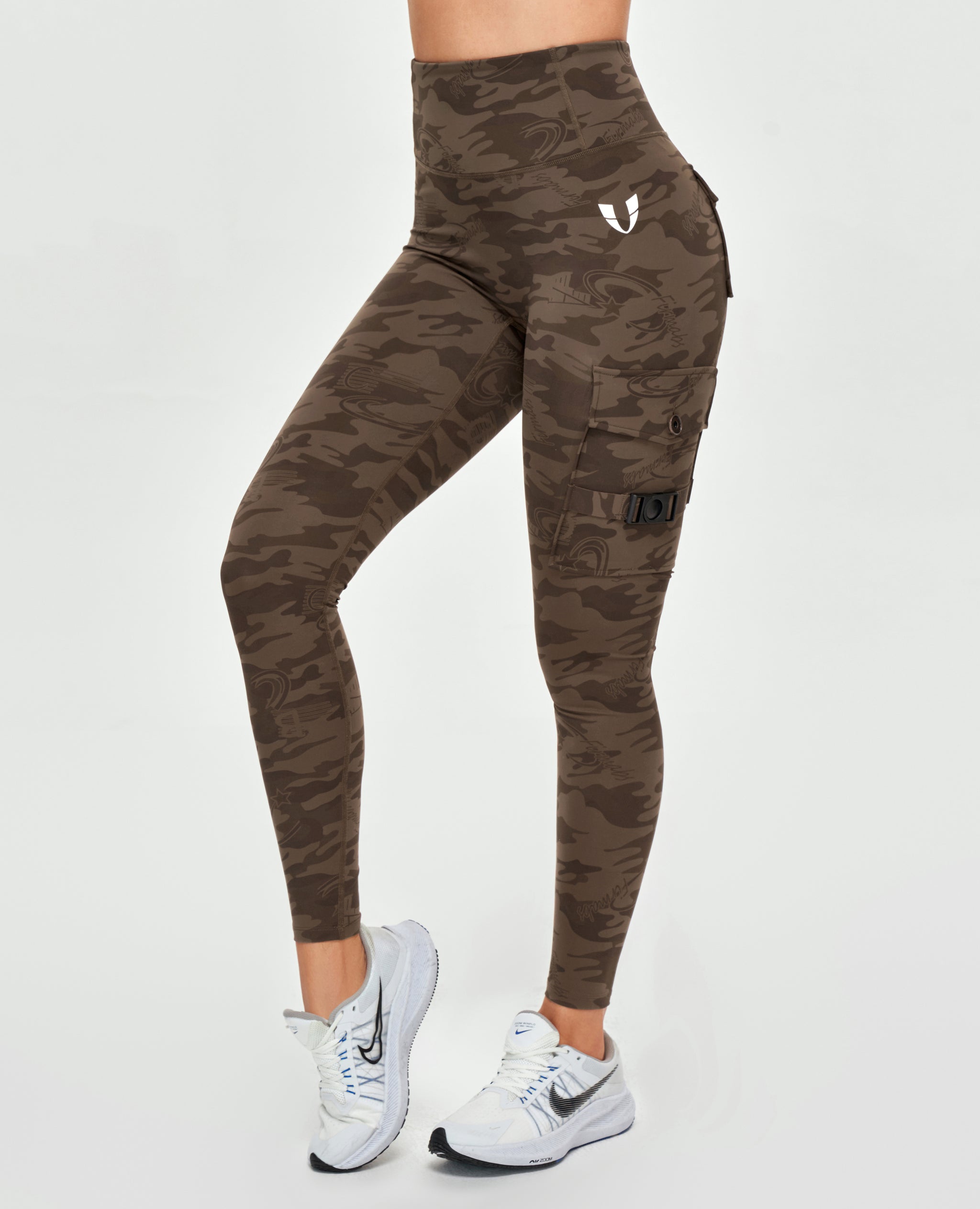 Savoy Active SA-XIALEG7307-BRN-GRN-L Virginia Camouflage Workout Leggings  for Women, Brown & Green - Large 