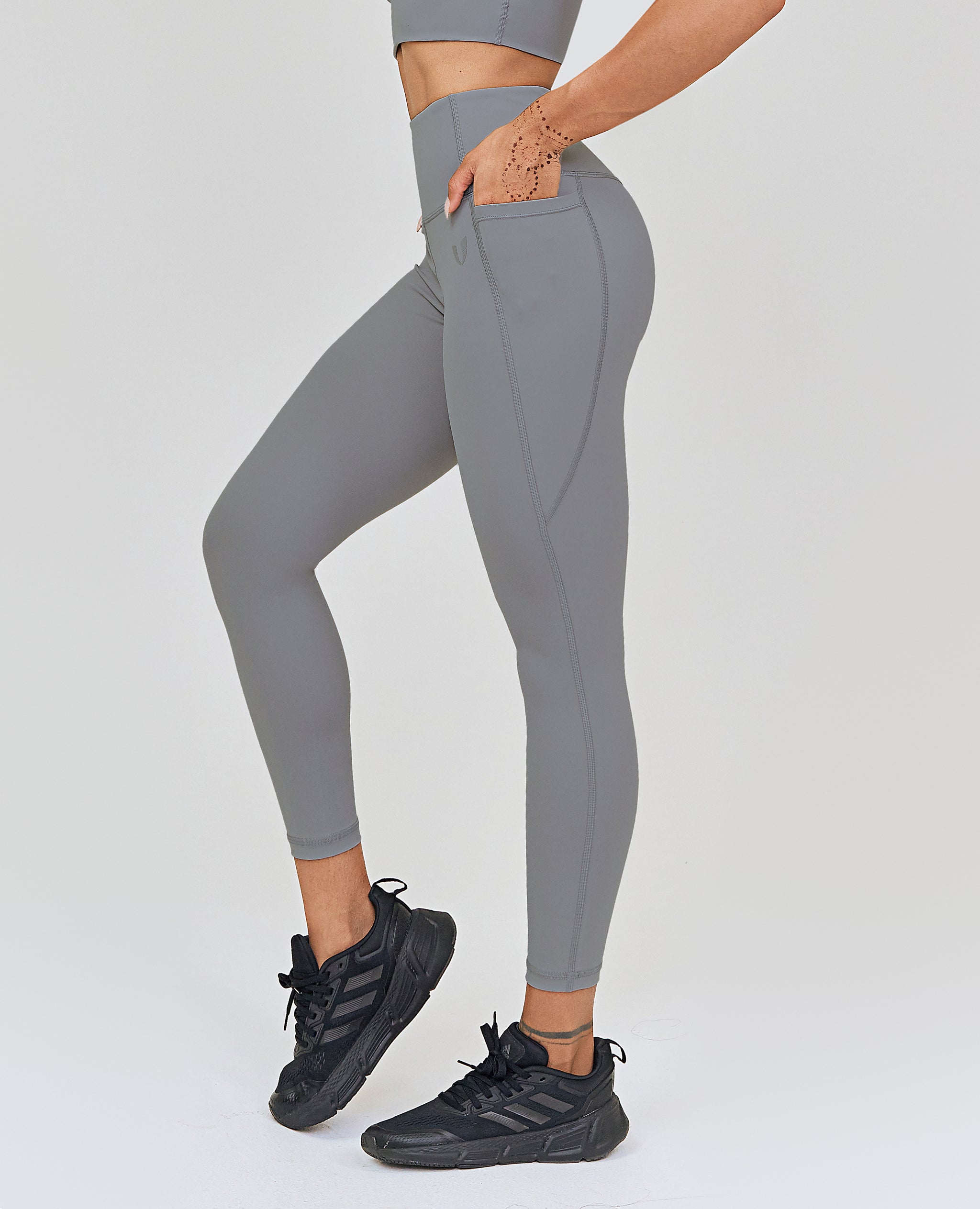 Debut High Waisted Leggings - Gray – Square One Athletics