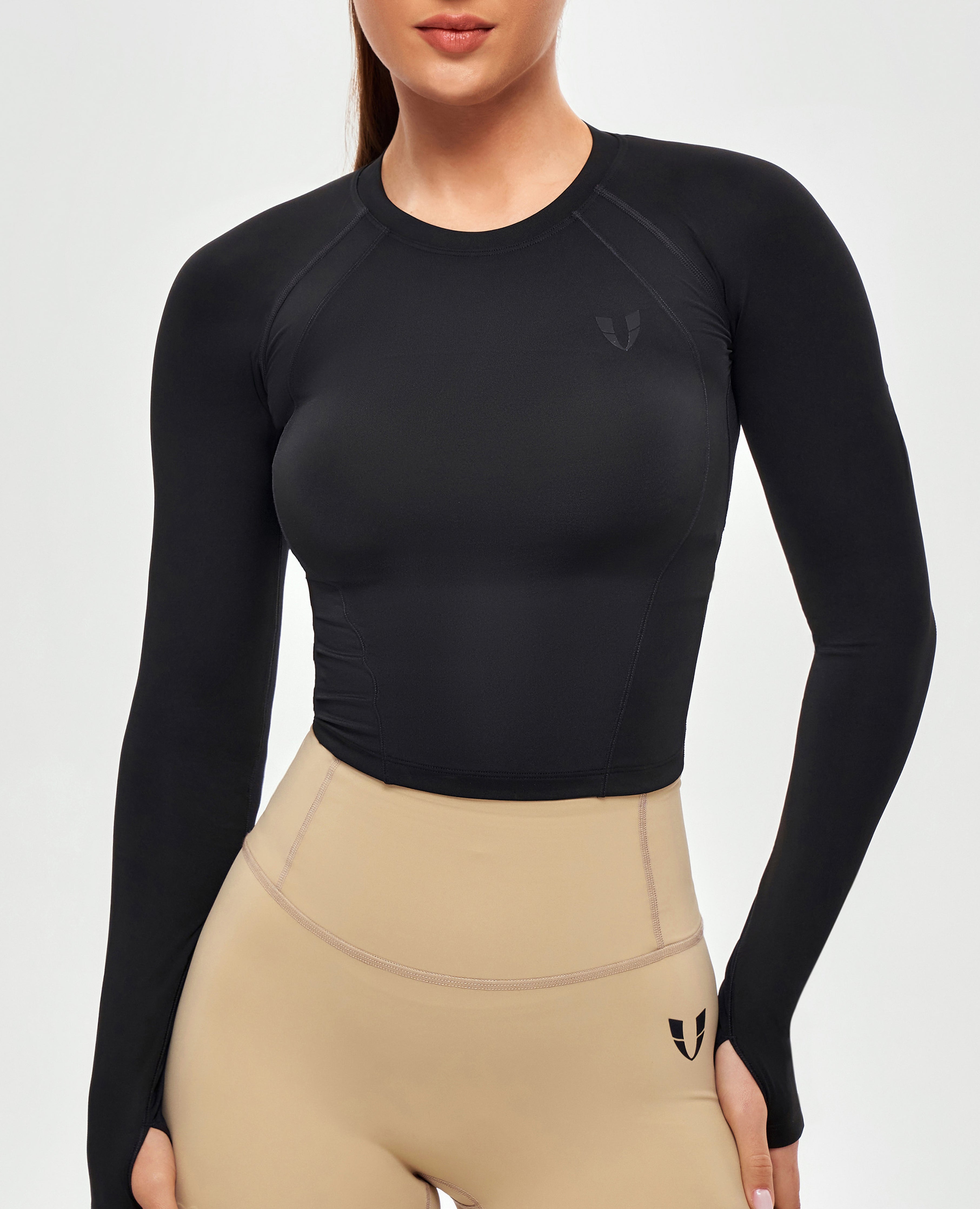 Long Sleeve Crop Top - Black