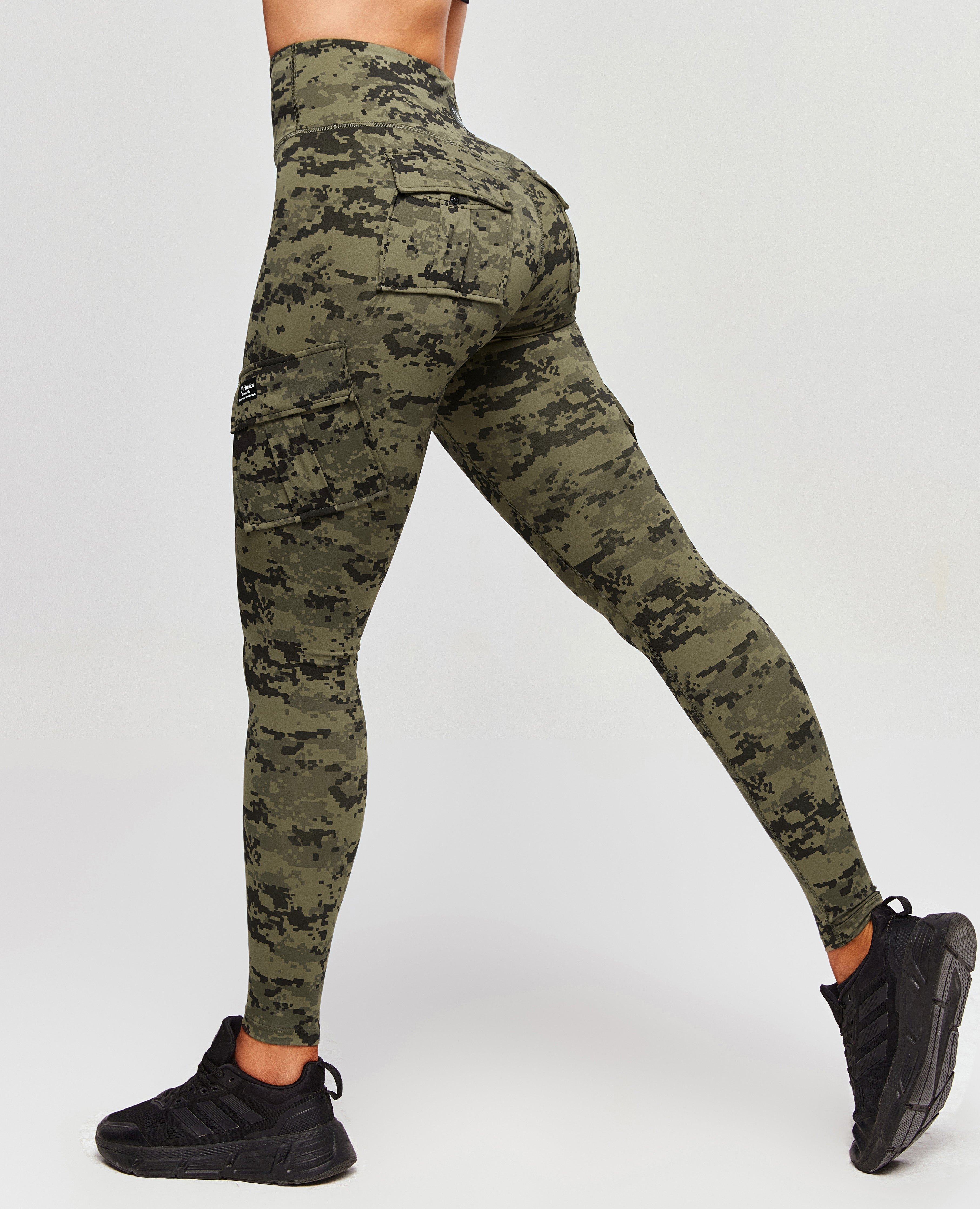 Solo Cargo Leggings Army Green Camo High Waisted Gym Leggings FIRM ABS