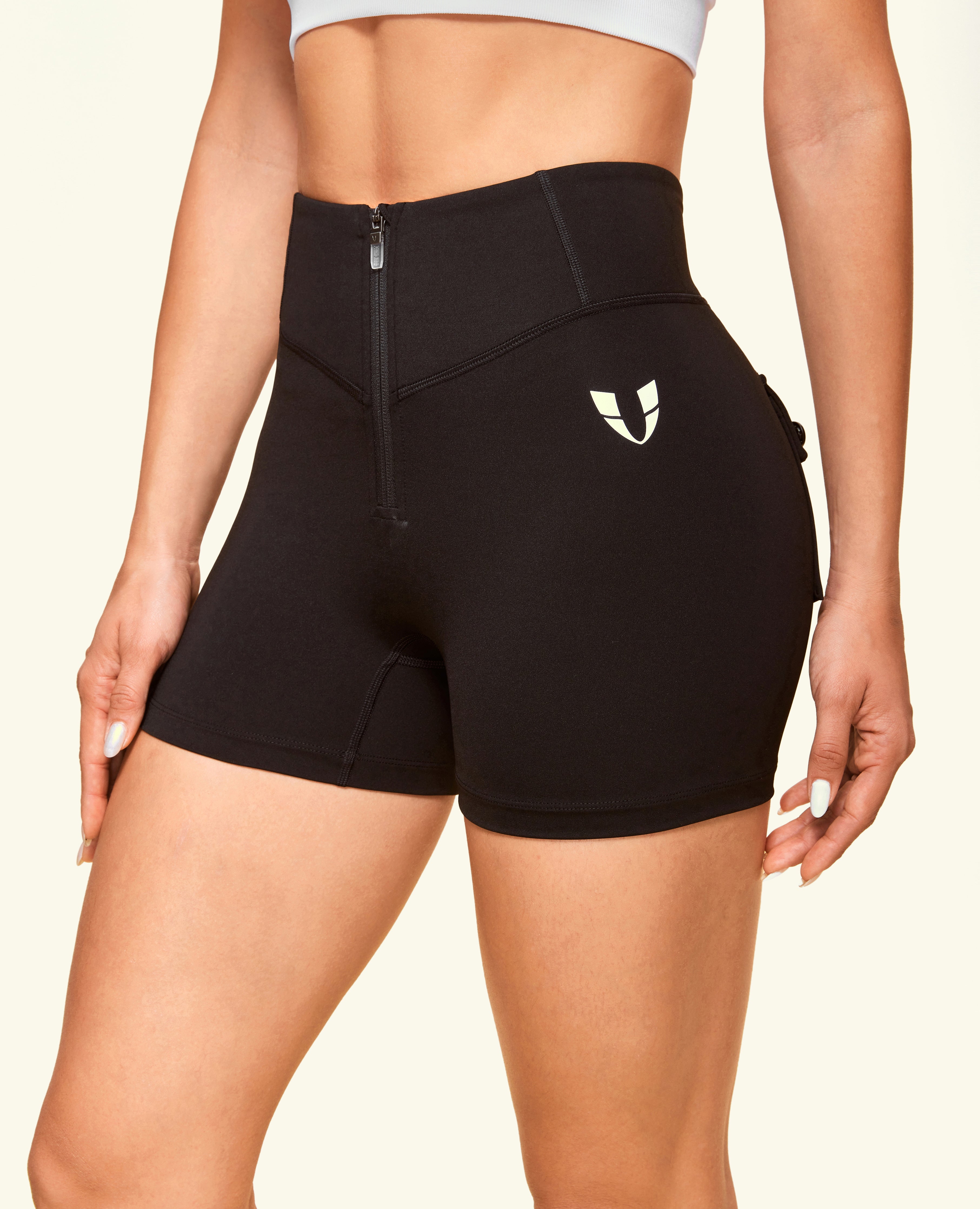 Zip Front Pocket Shorts - Black