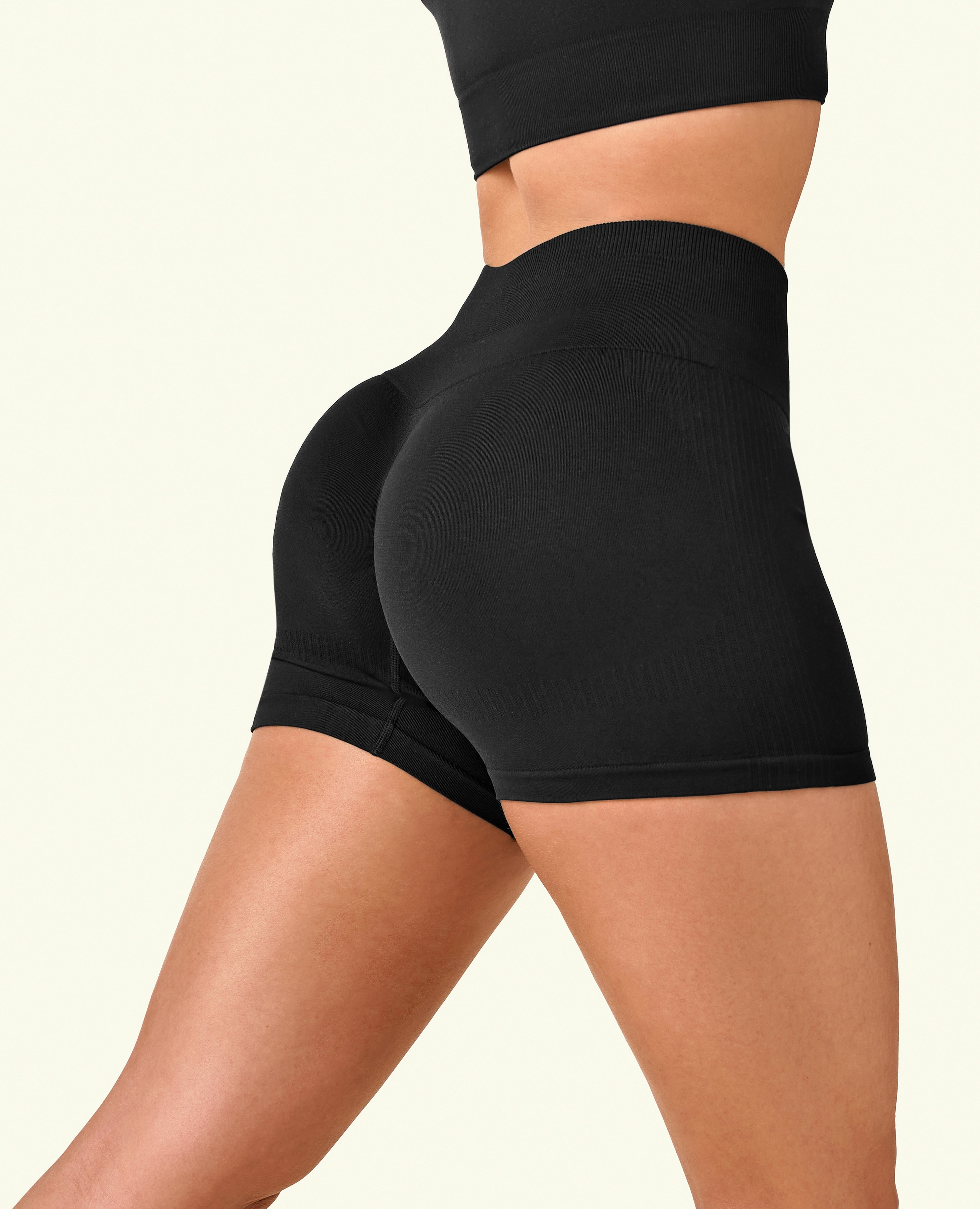 Tight Fit High Waist Shorts - Black