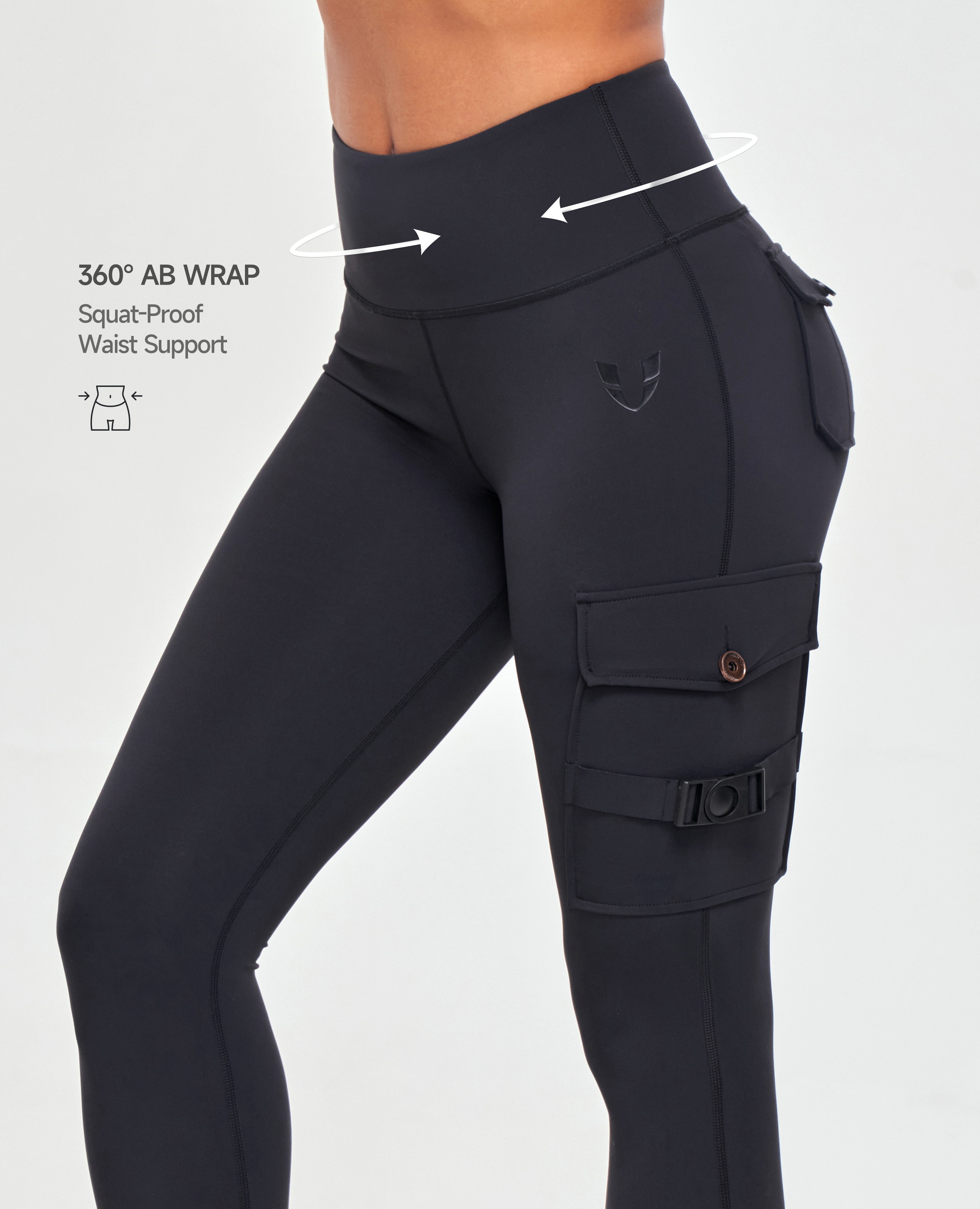 Cargo High-Waisted Pocket Leggings - Black