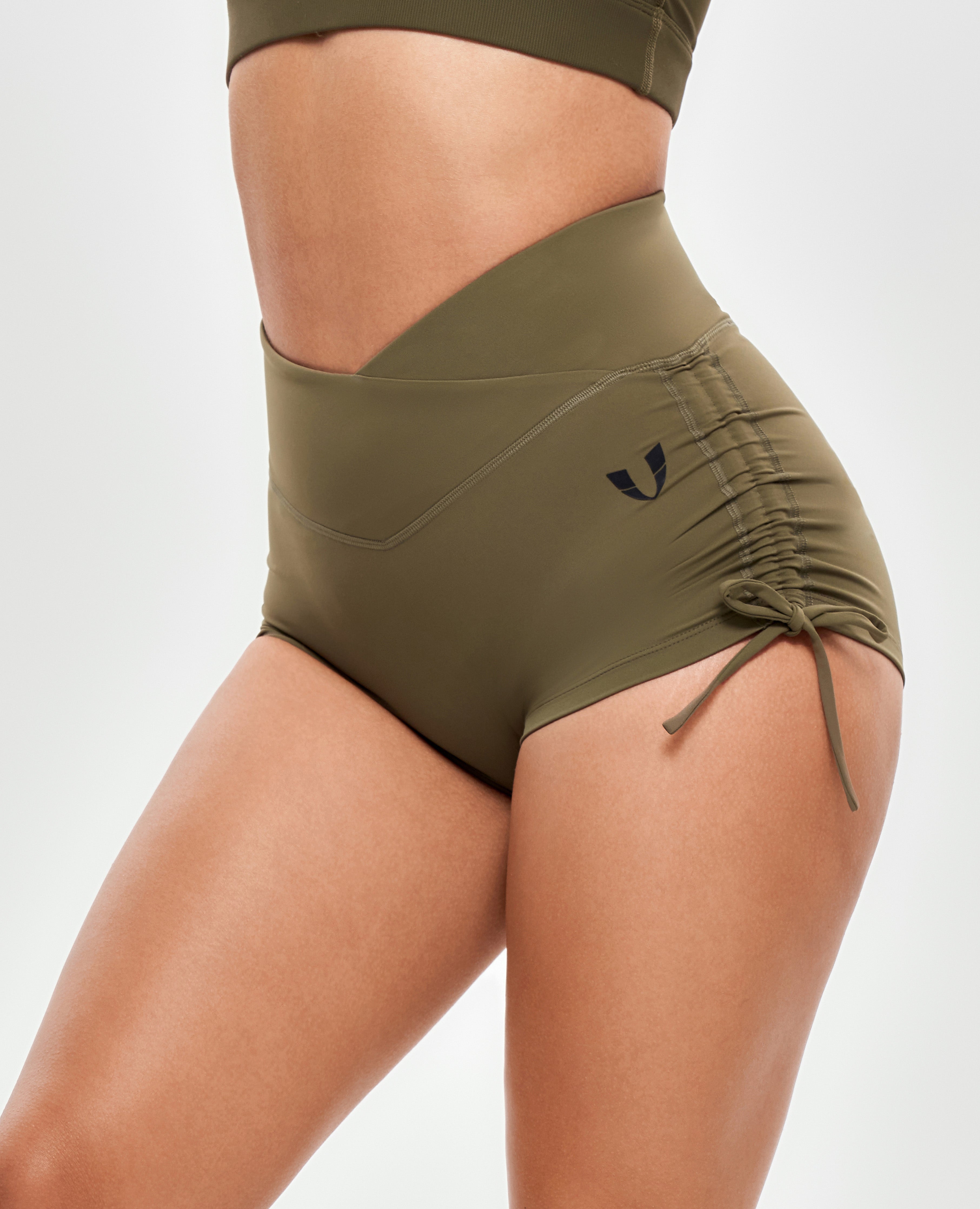 V-waist Scrunch Butt Shorts - Combat Green