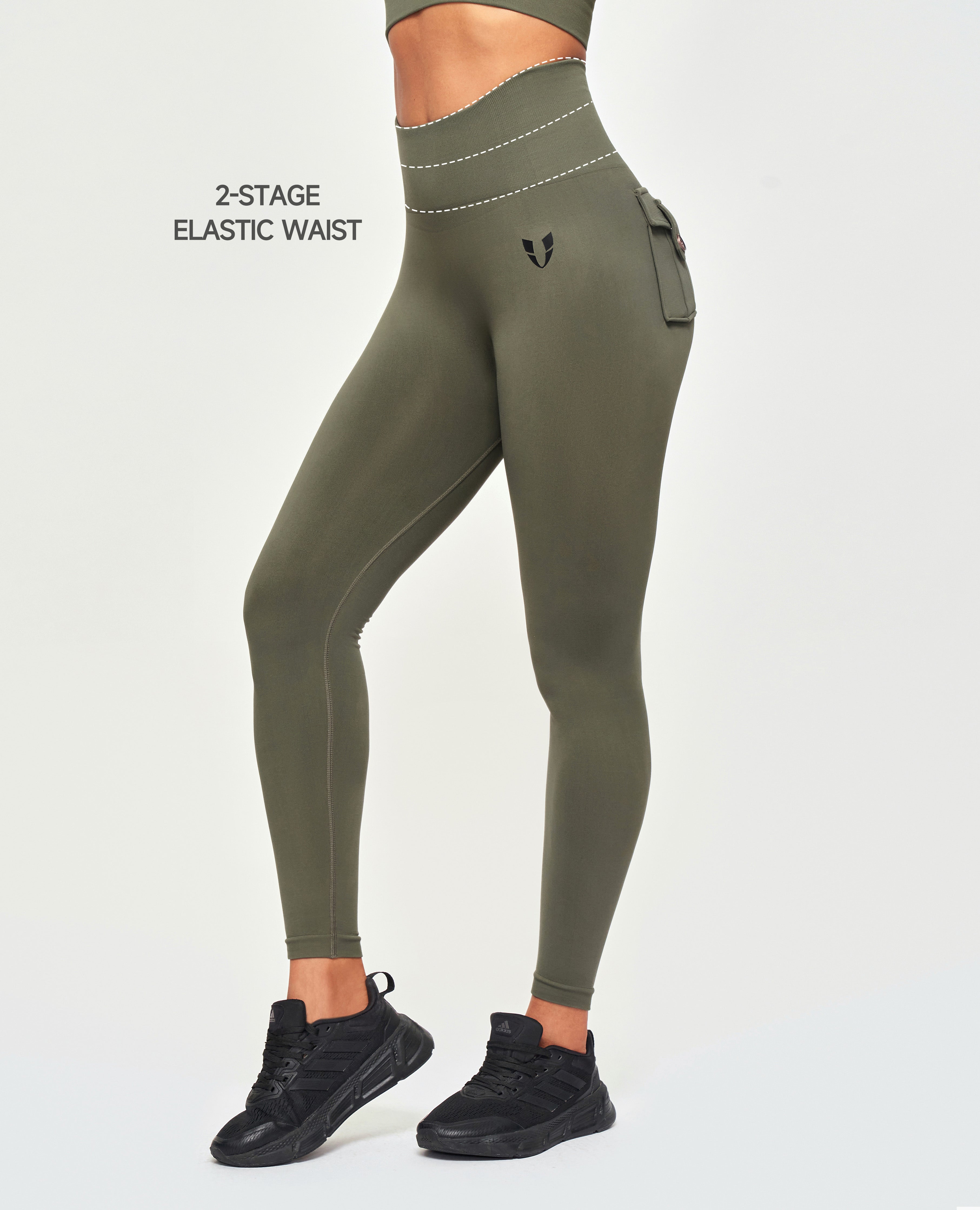 Leggings di carico senza soluzione di continuità - verde oliva