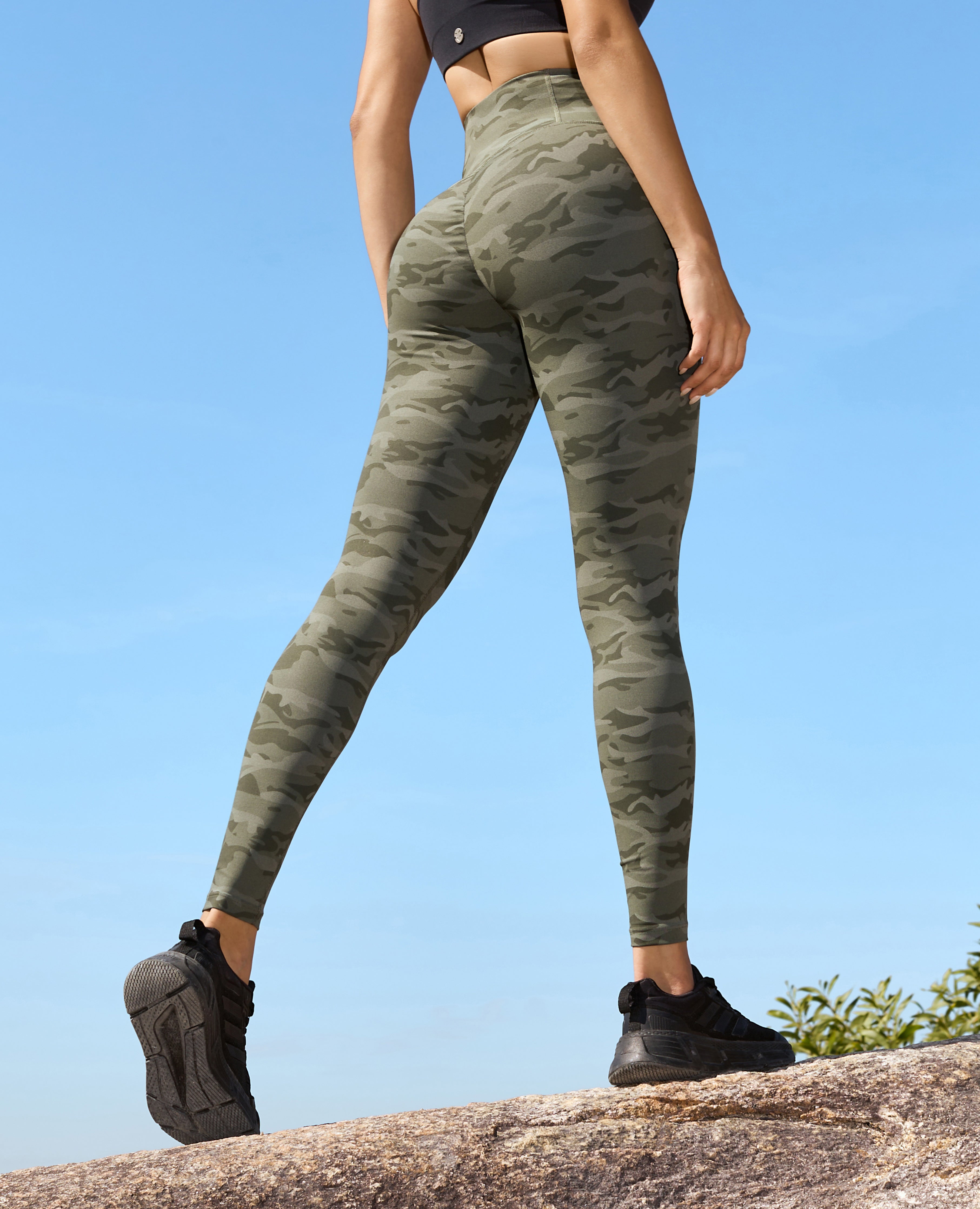 Leggings de tope de scrunch - Moss Green Camo