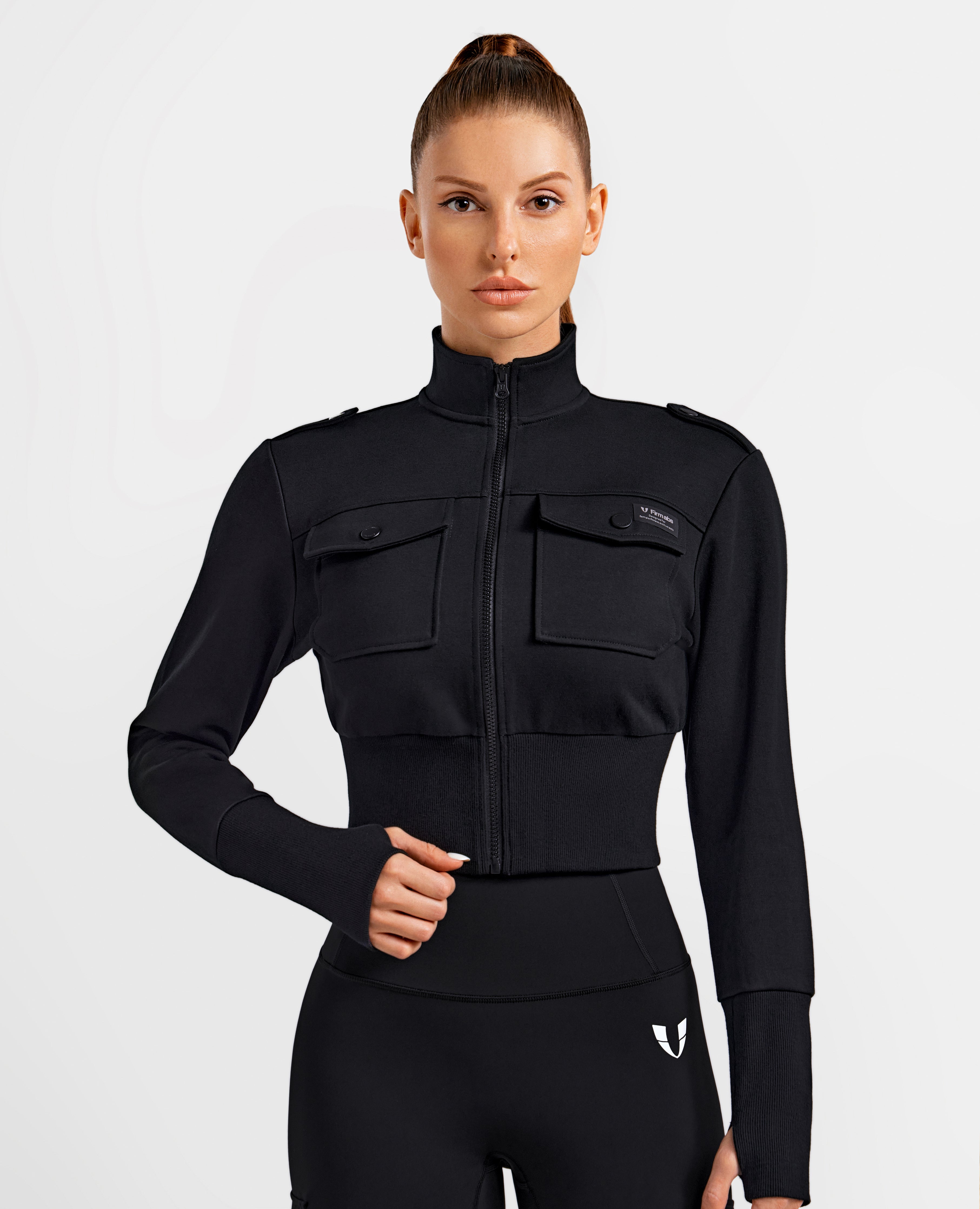 Loose Fit Active Crop Jacket - Black