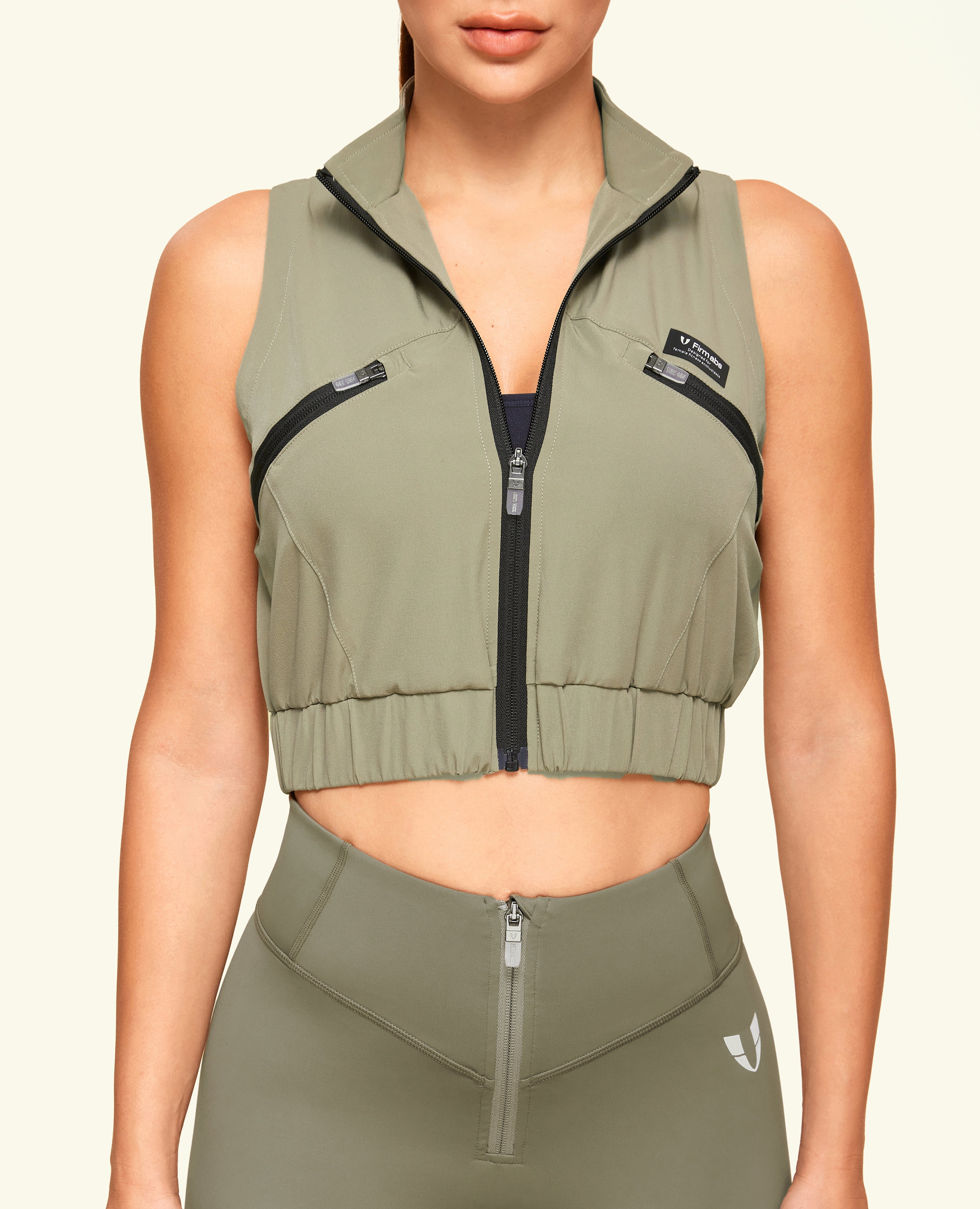 Active Core Cropped Vest - Army Green