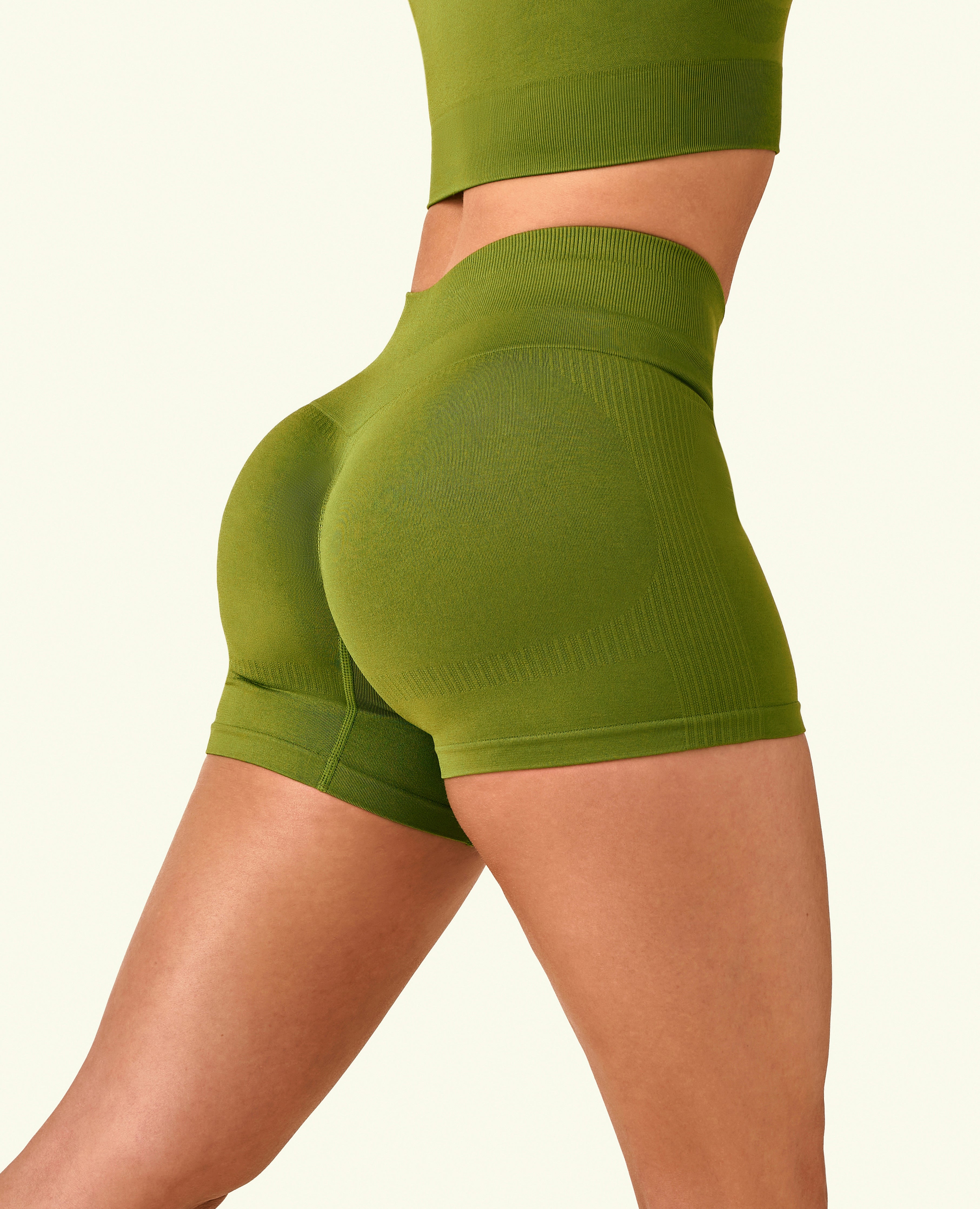 Tight Fit High Waist Shorts - Grass Green