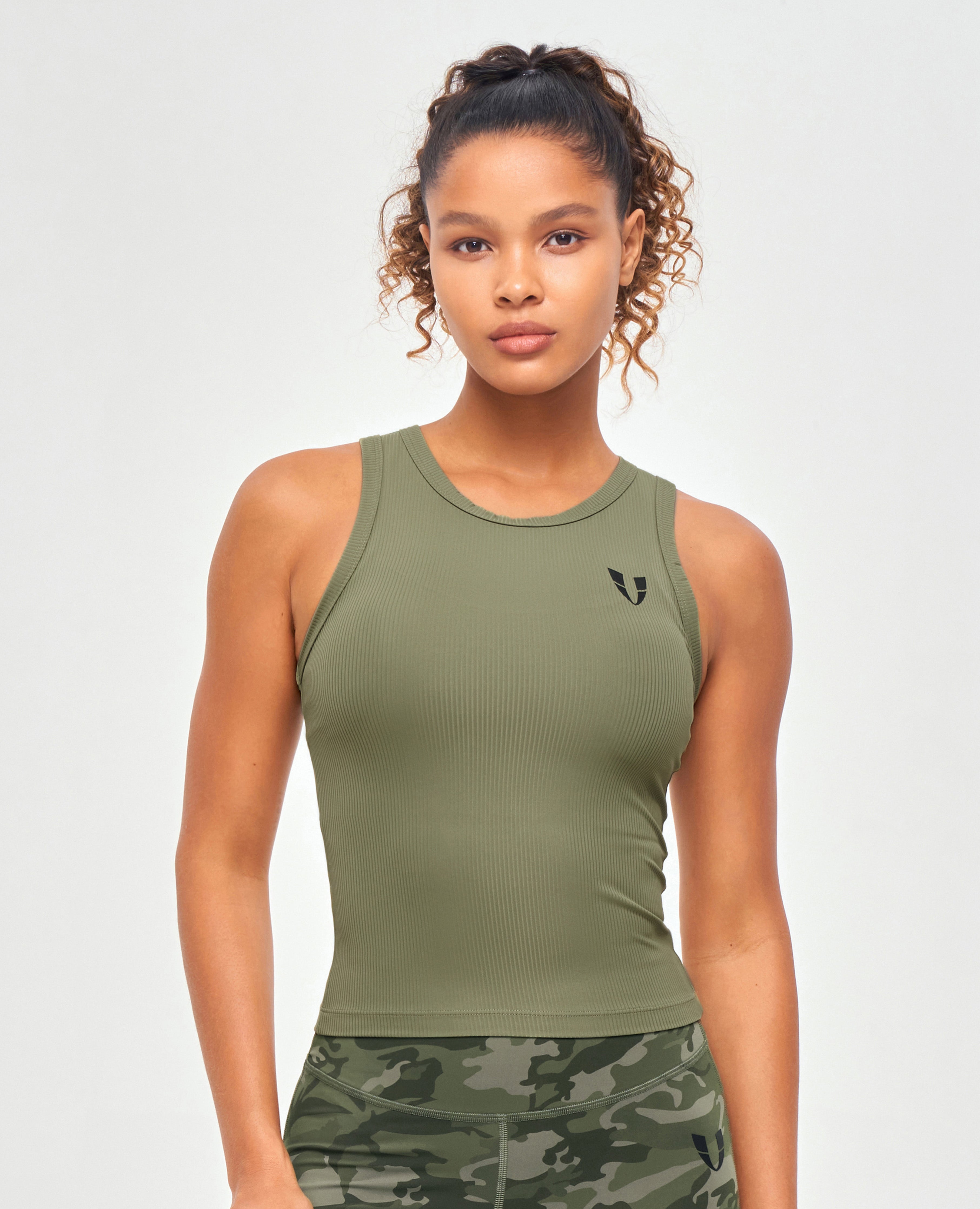 Ribbed Workout Tank - Olive Green