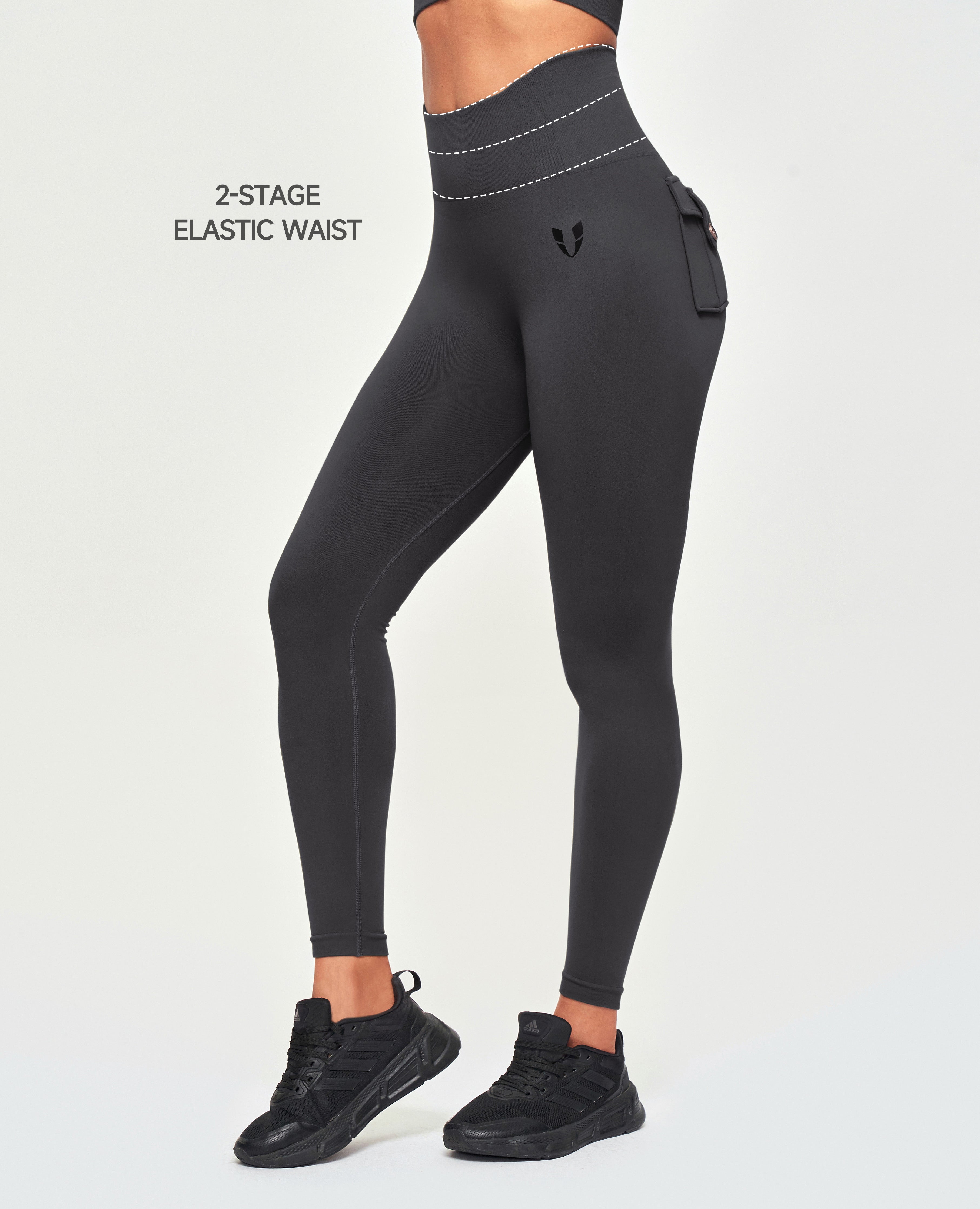 Naadloze lading leggings - lava grijs