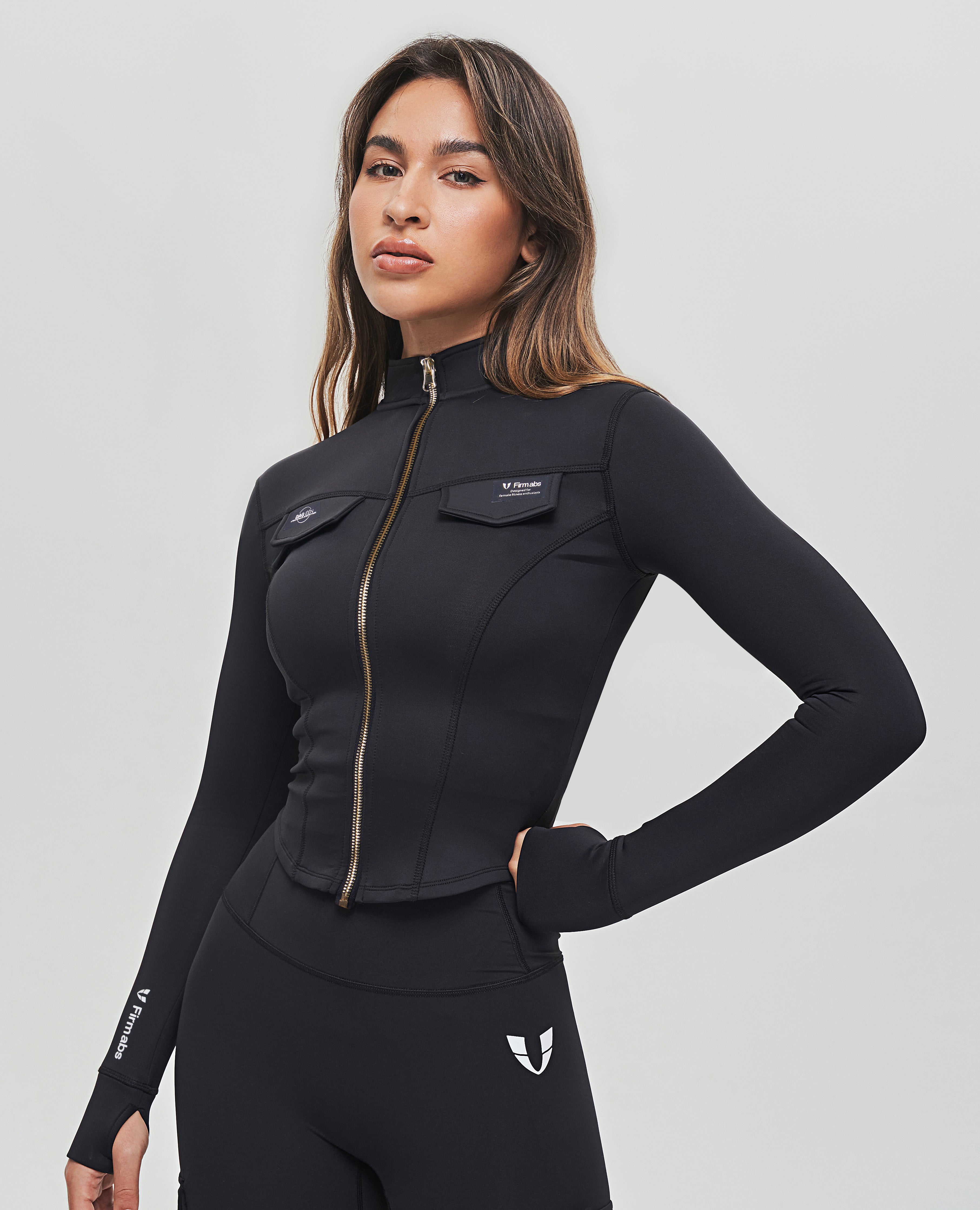 FlexFit Zip Up Cropped Jacket - Black