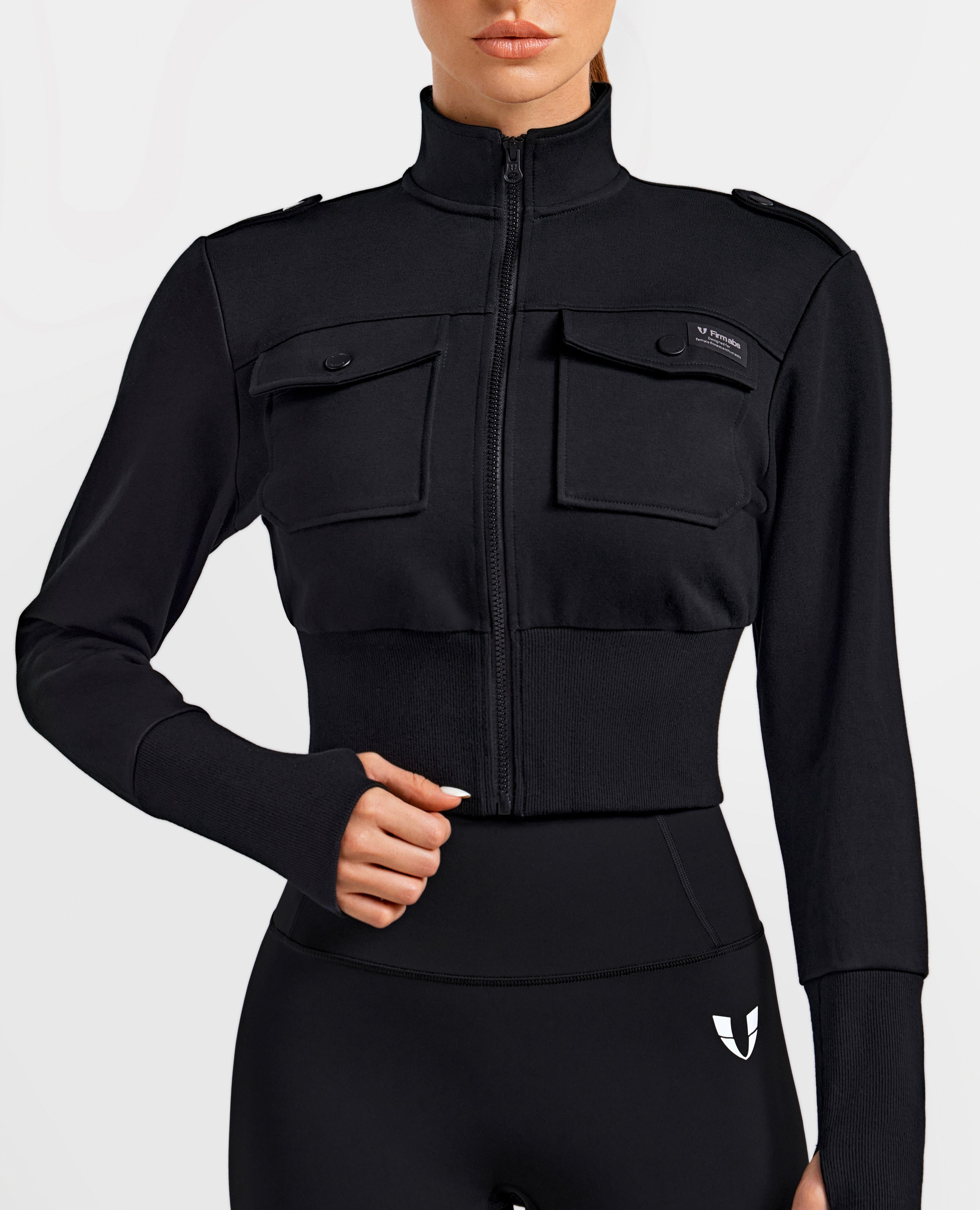 Loose Fit Active Crop Jacket - Black