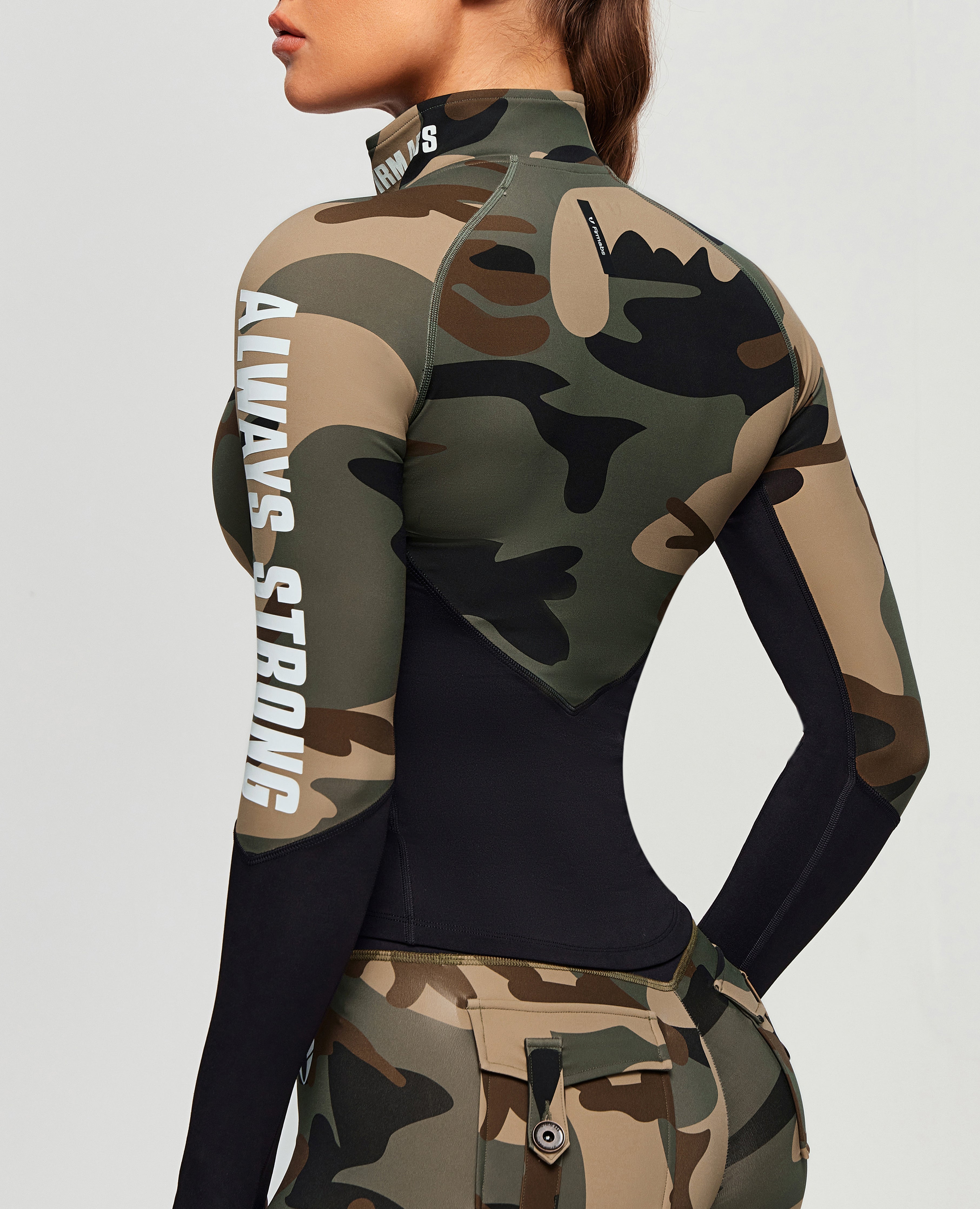 Halbzip Long Sleeve Top - Kaffee Camo