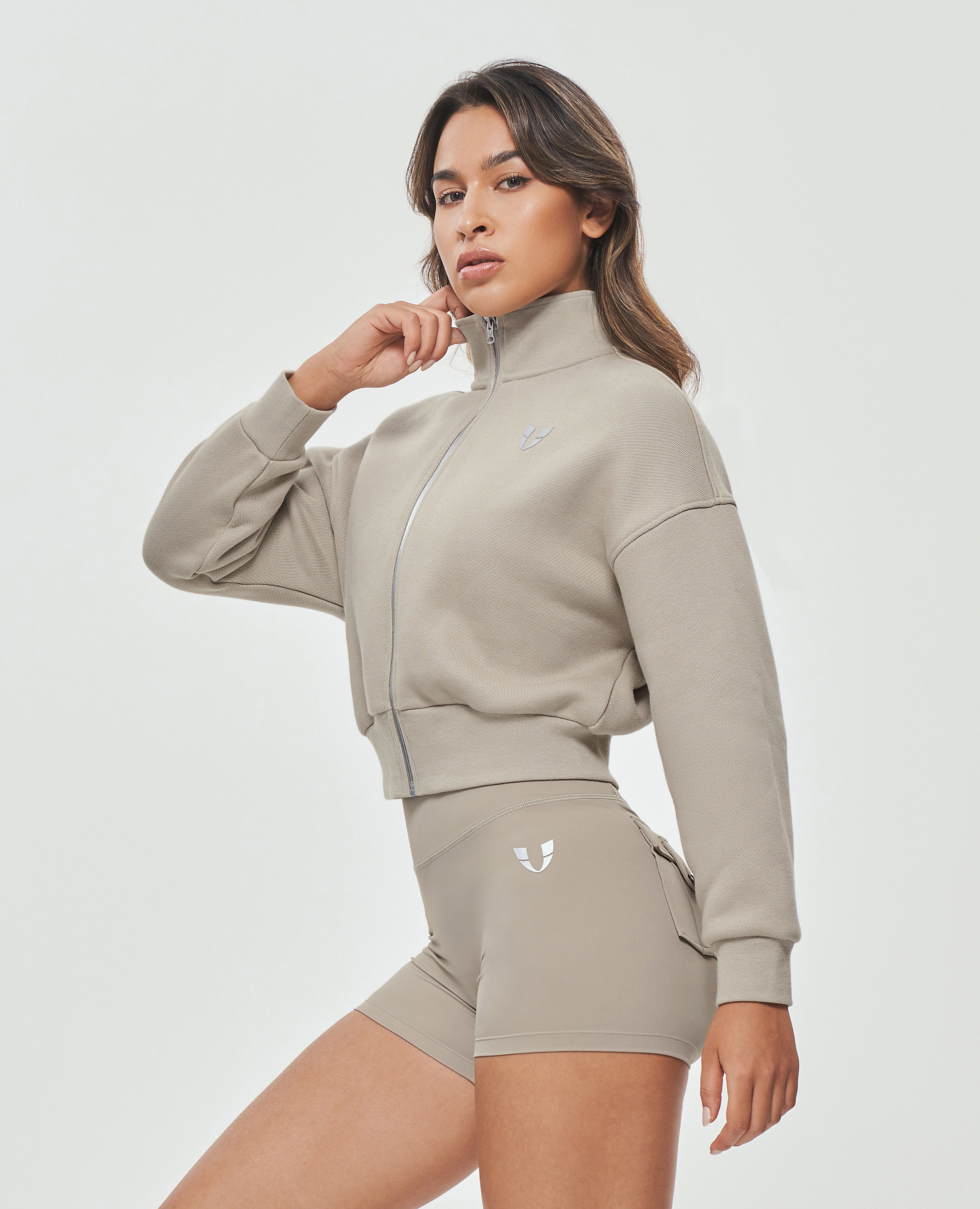 Adidas originals high neck best sale cropped sweat in khak