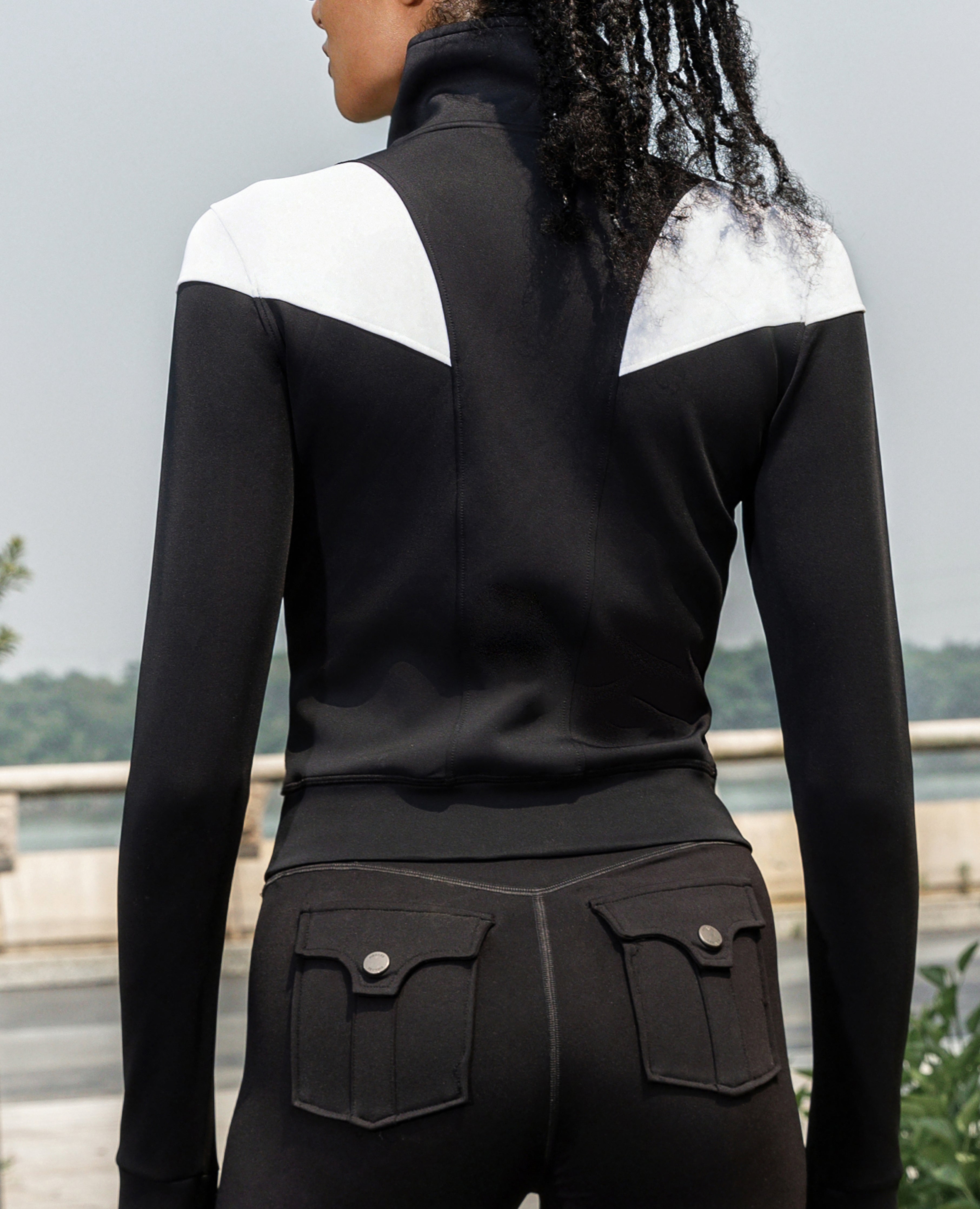 V-Shape Athletic Jacket - White and Black