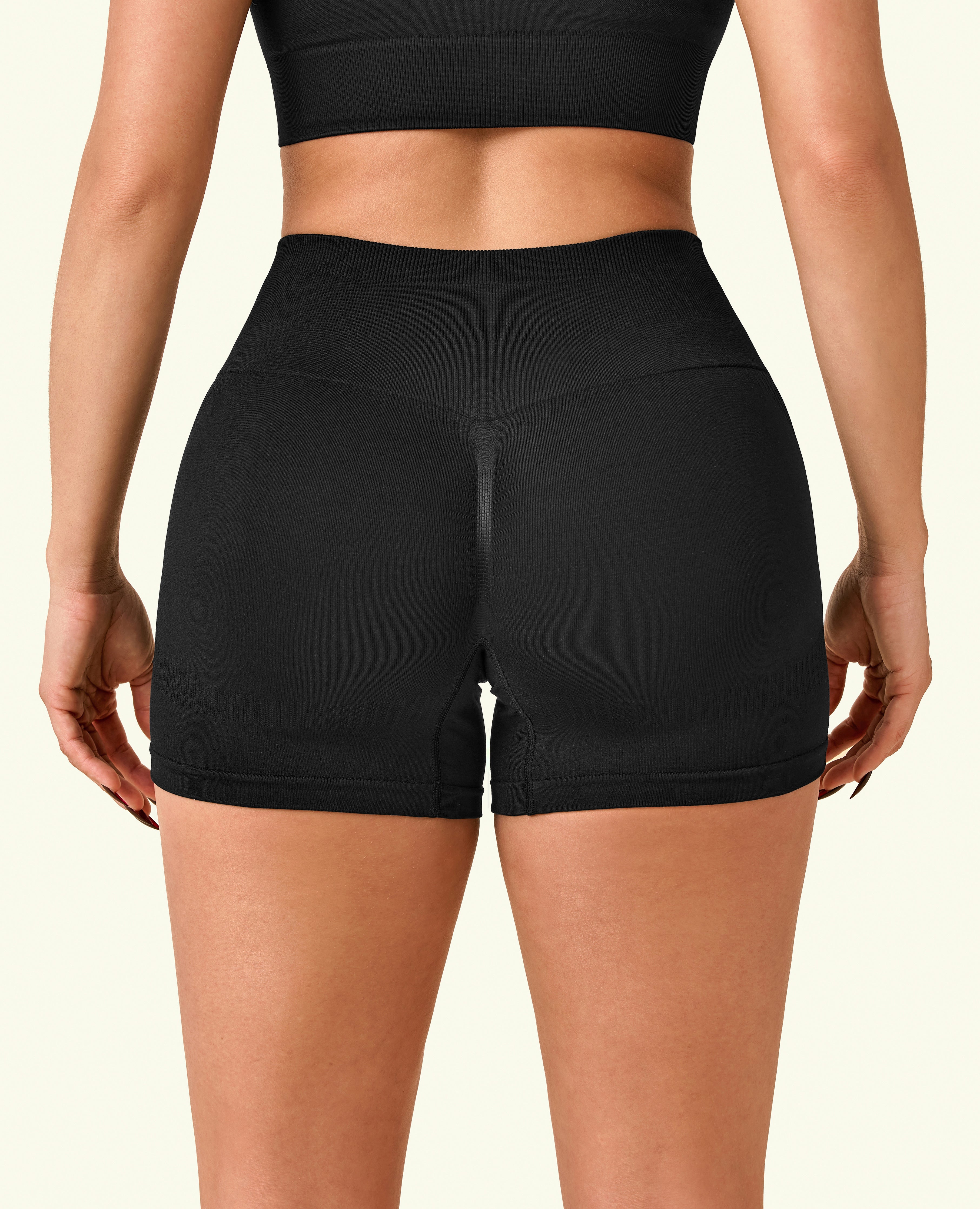 Tight Fit High Waist Shorts - Black