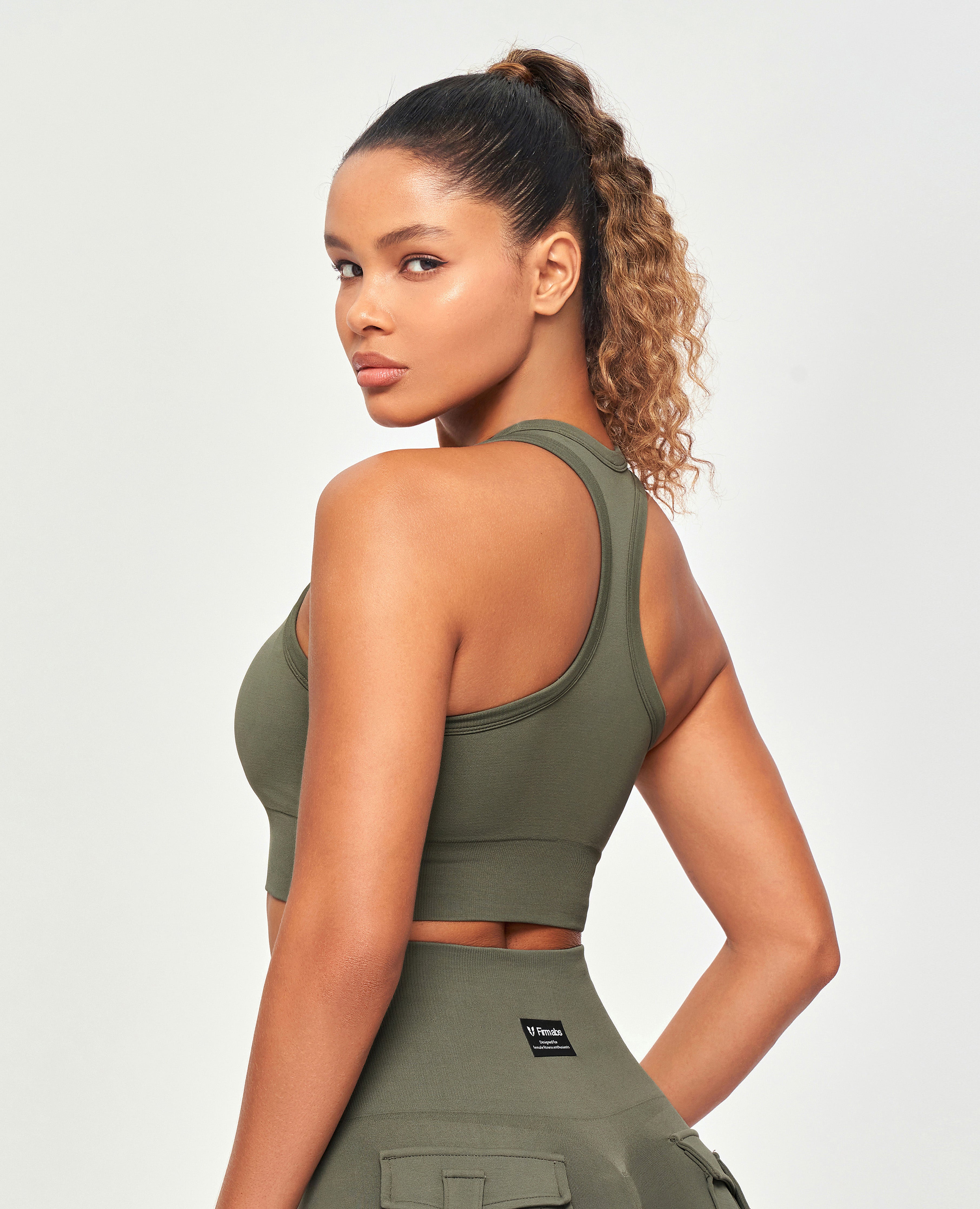 Seamless Padded Tank - Olive Green