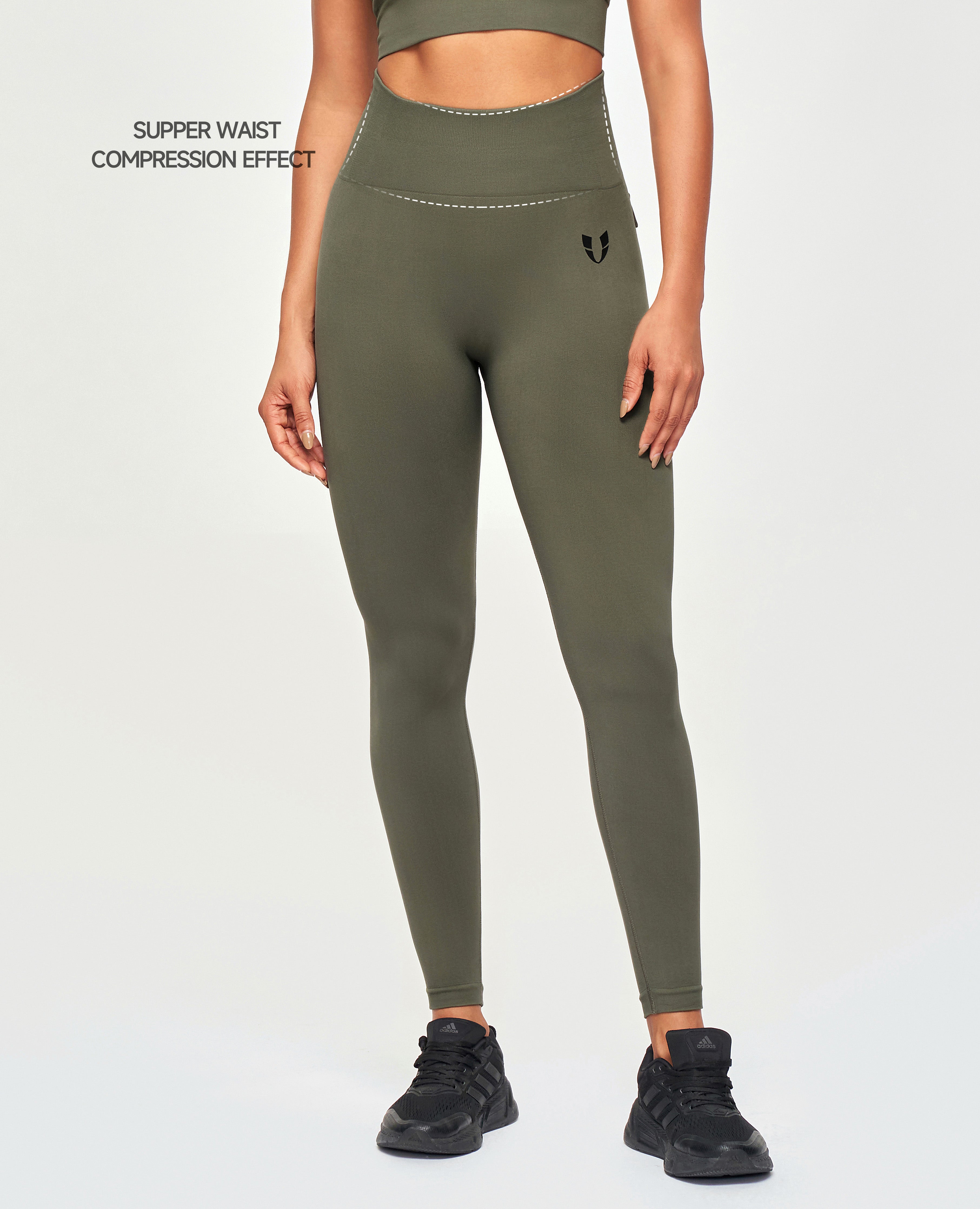 Leggings di carico senza soluzione di continuità - verde oliva