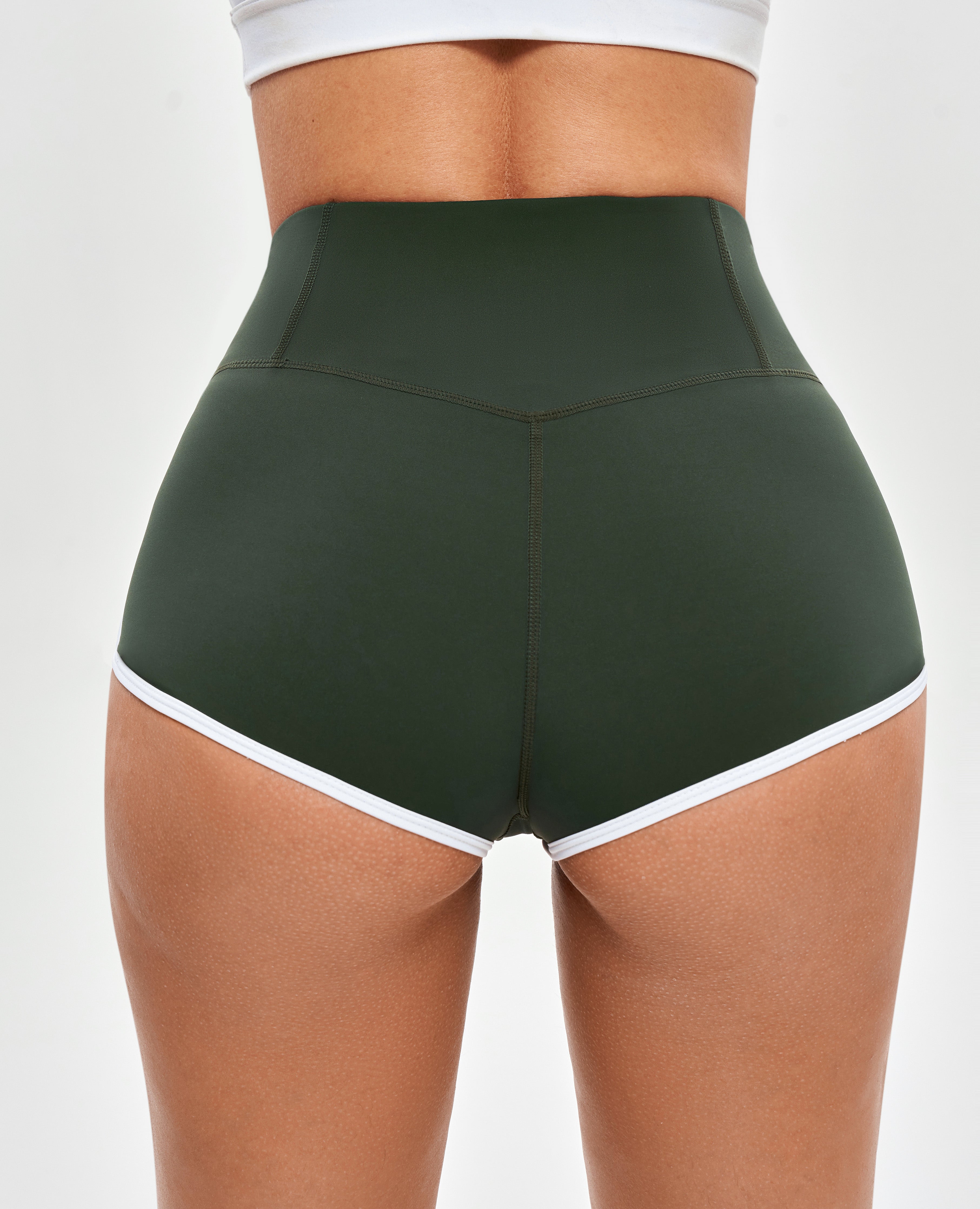 V-waist Lifting Butt Shorts - Dark Green