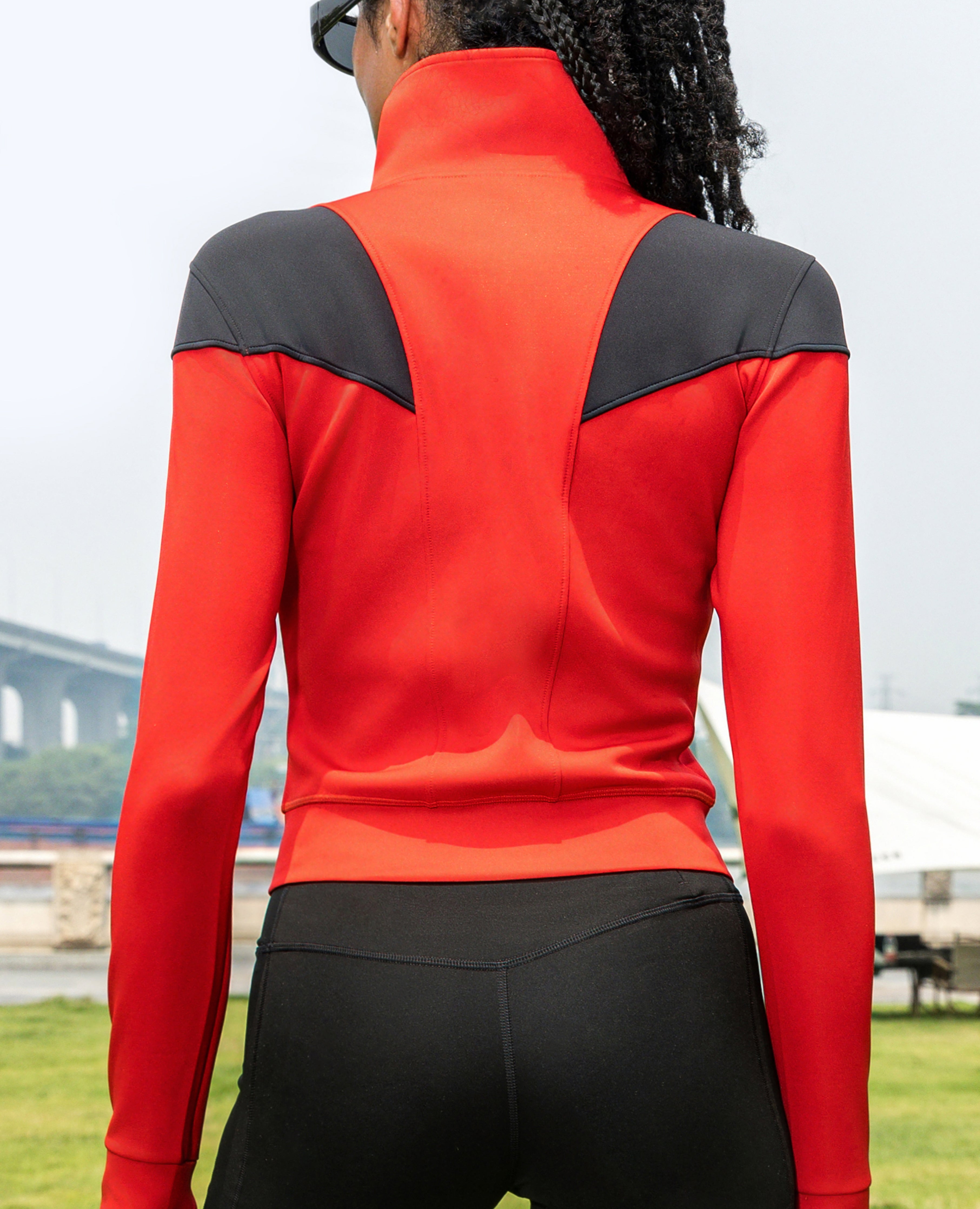 V-Shape Athletic Jacket - Red and Black