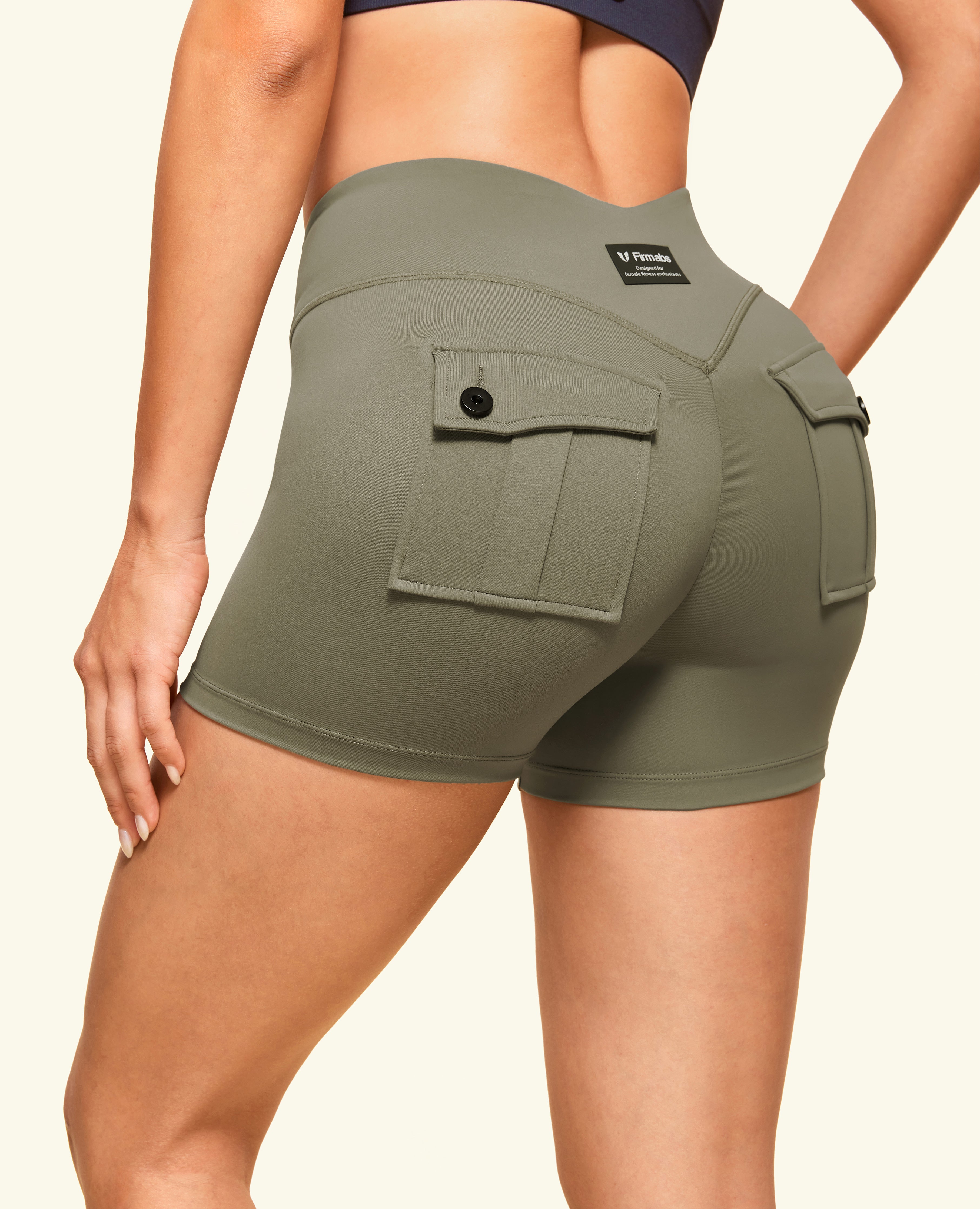 Zip Front Pocket Shorts - Army Green