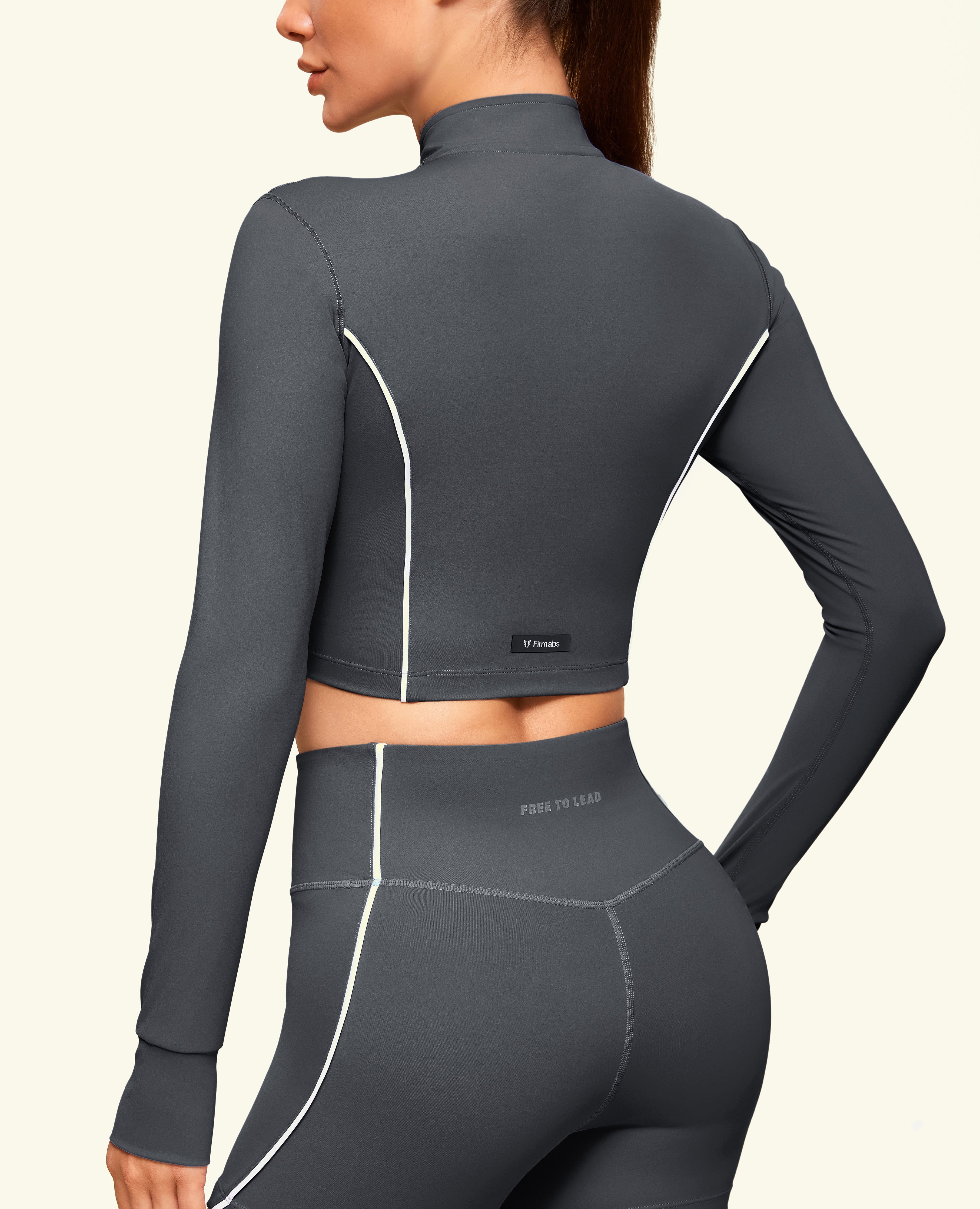 Cropped Slim Fit Workout Jacket - Grey