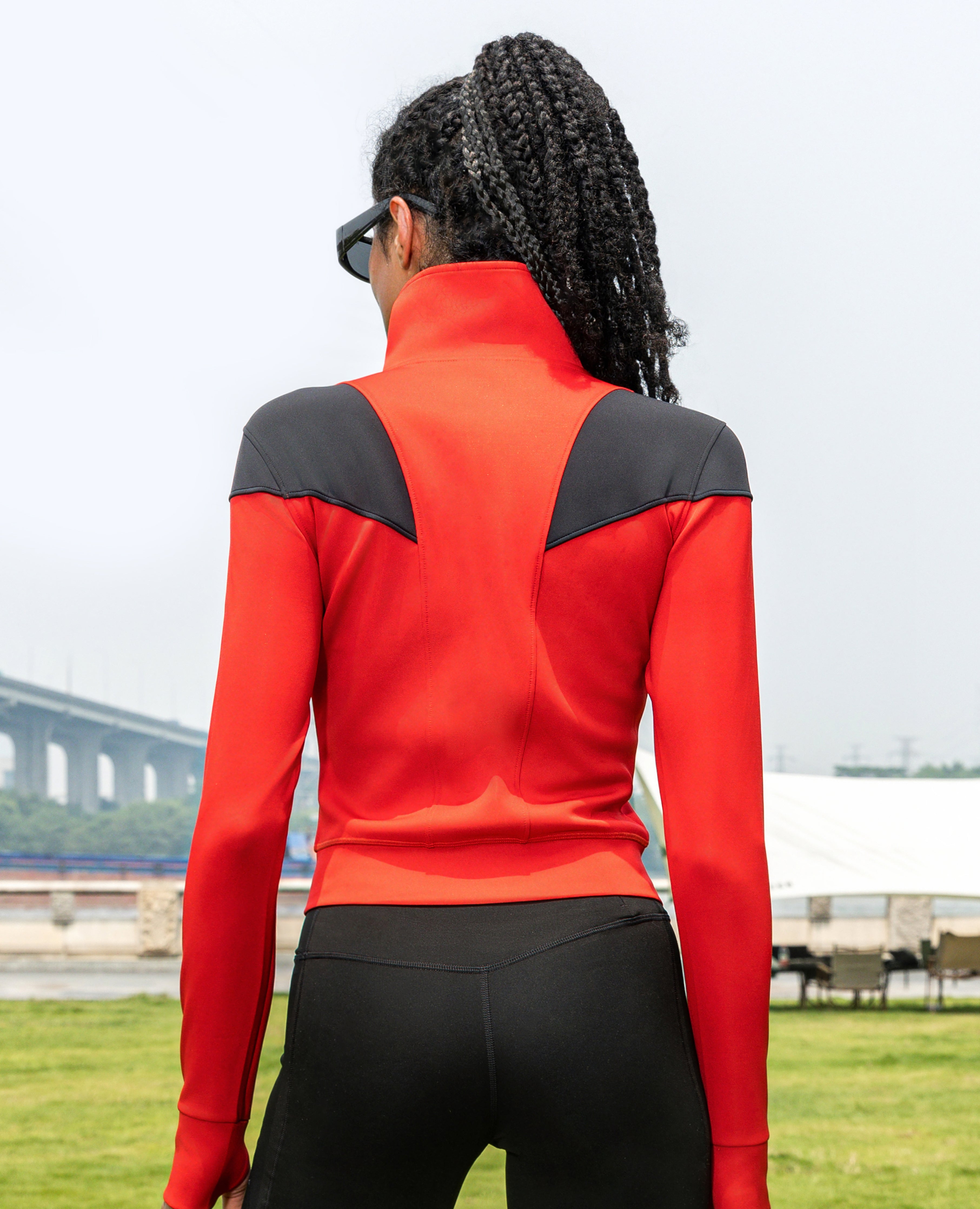 V-Shape Athletic Jacket - Red and Black