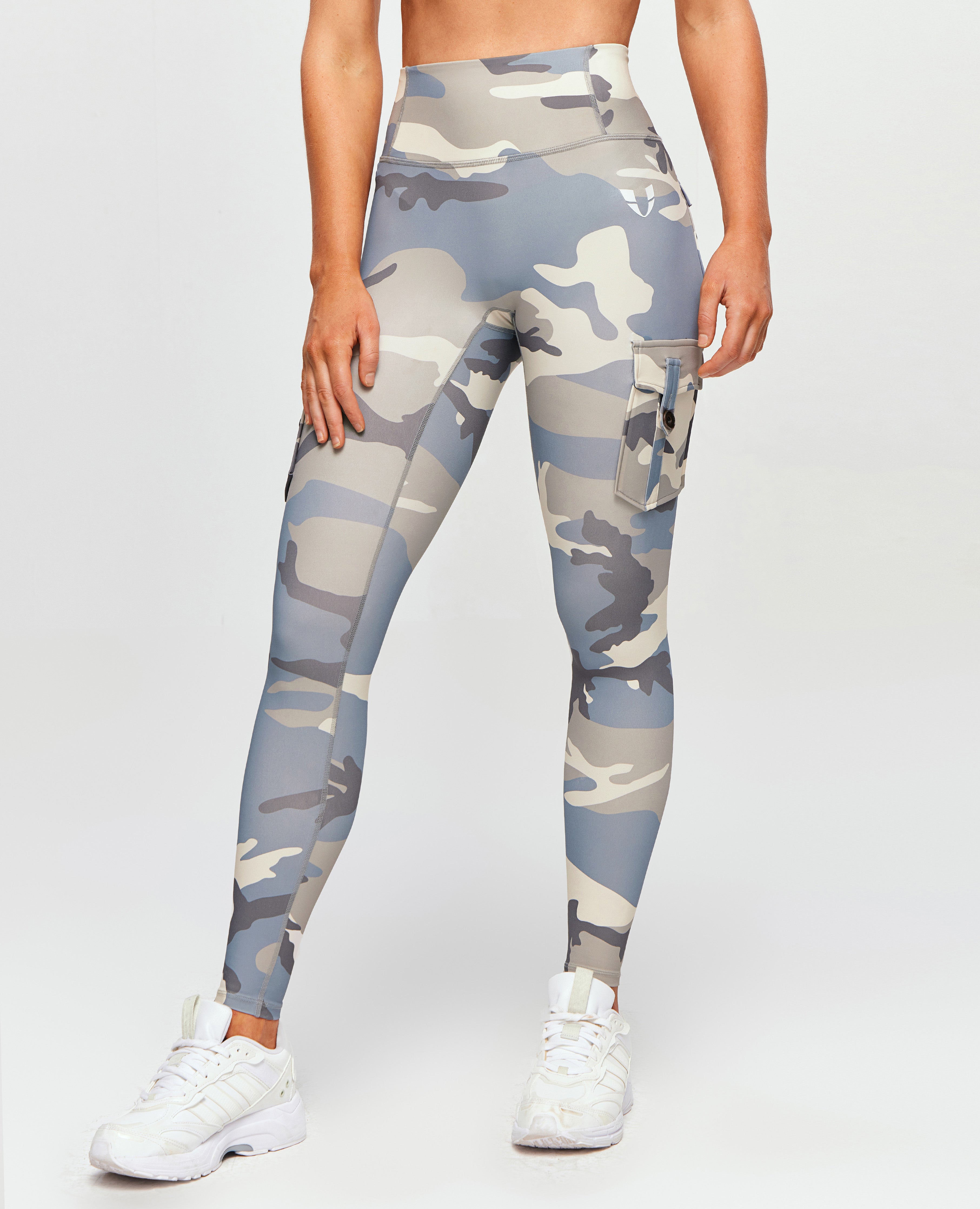 High Waisted Cargo Leggings Grey blue Camo FIRM ABS