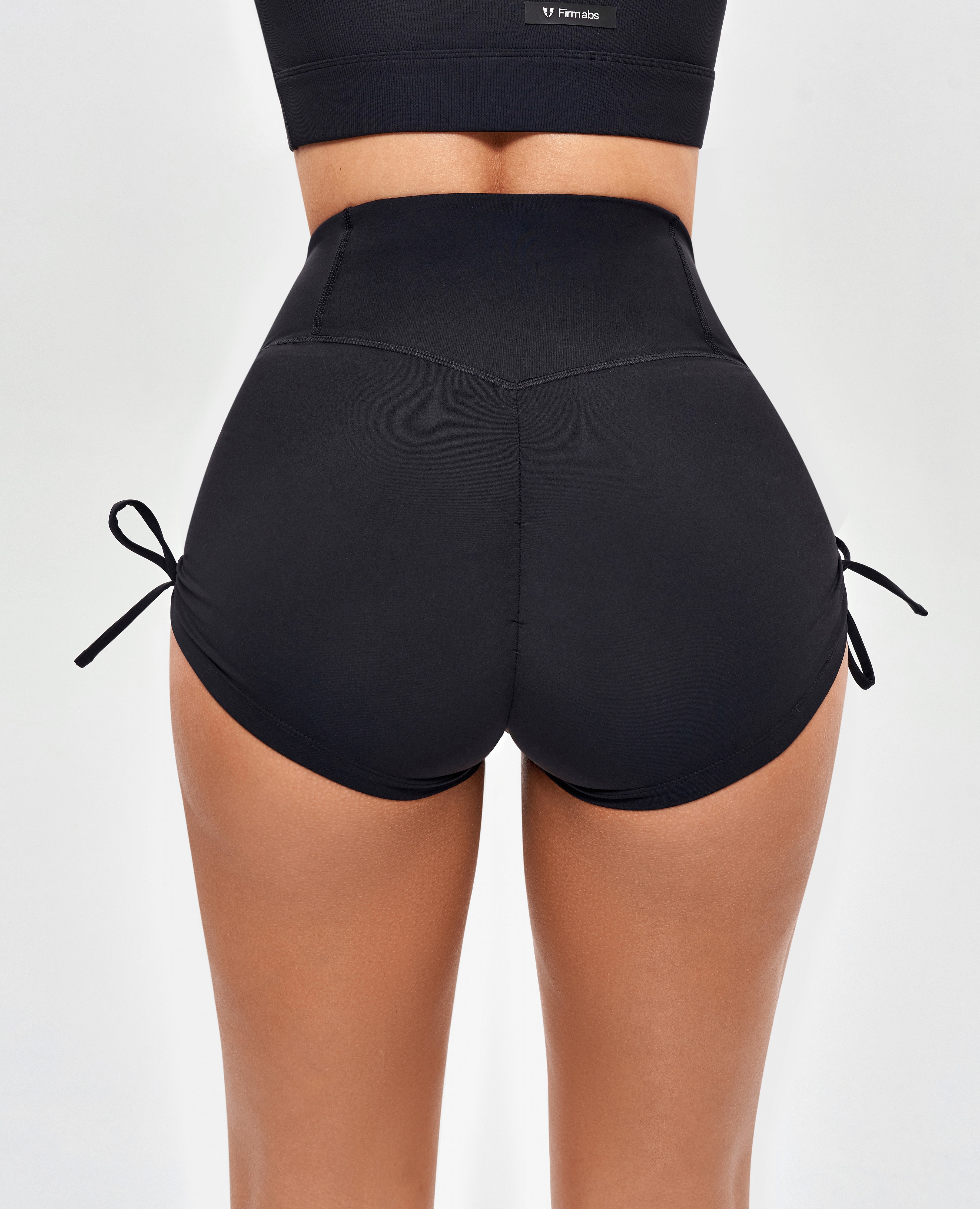 V-waist Scrunch Butt Shorts - Black