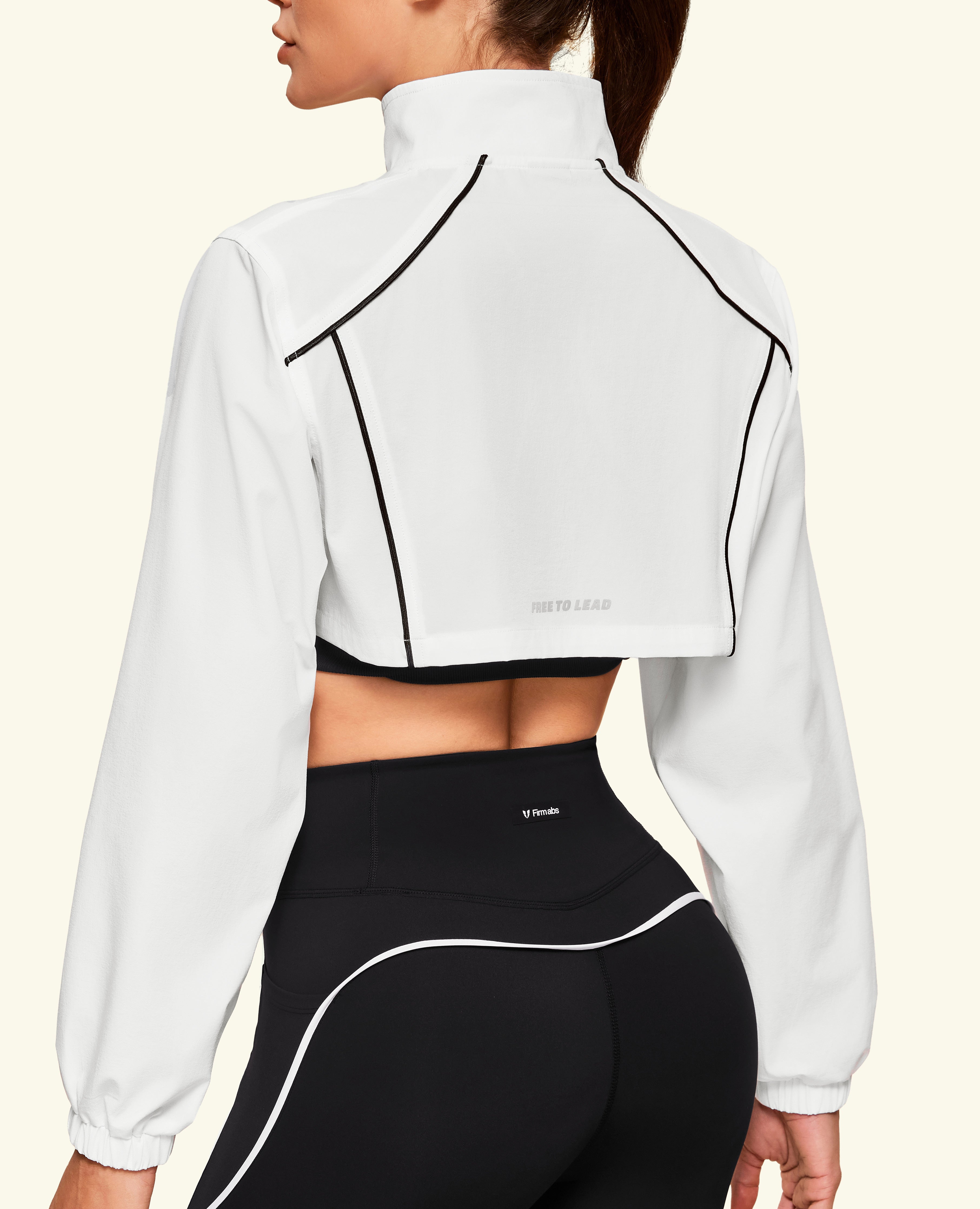 Move-on Stand Collar Cropped Jacket - White