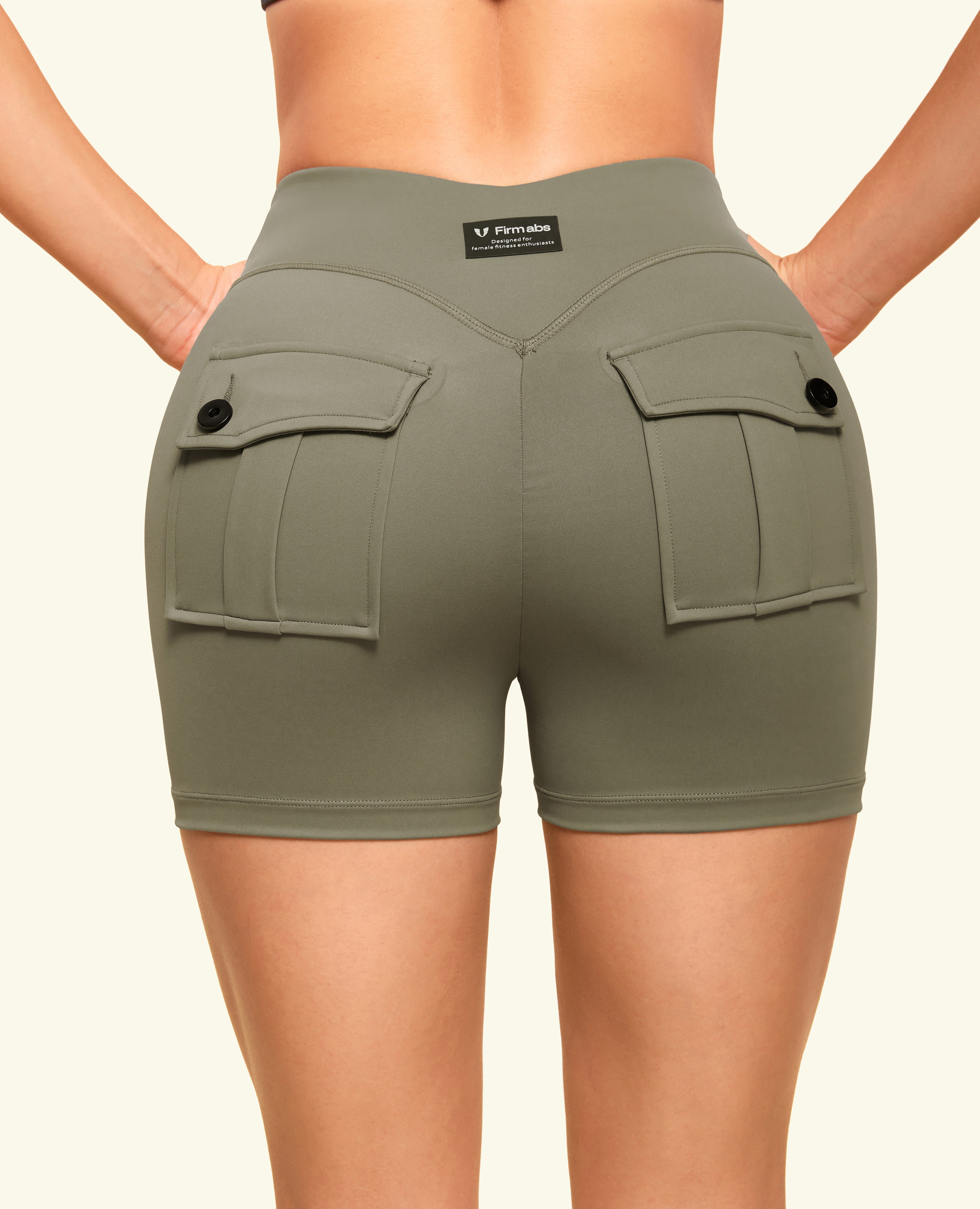 Zip Front Pocket Shorts - Army Green