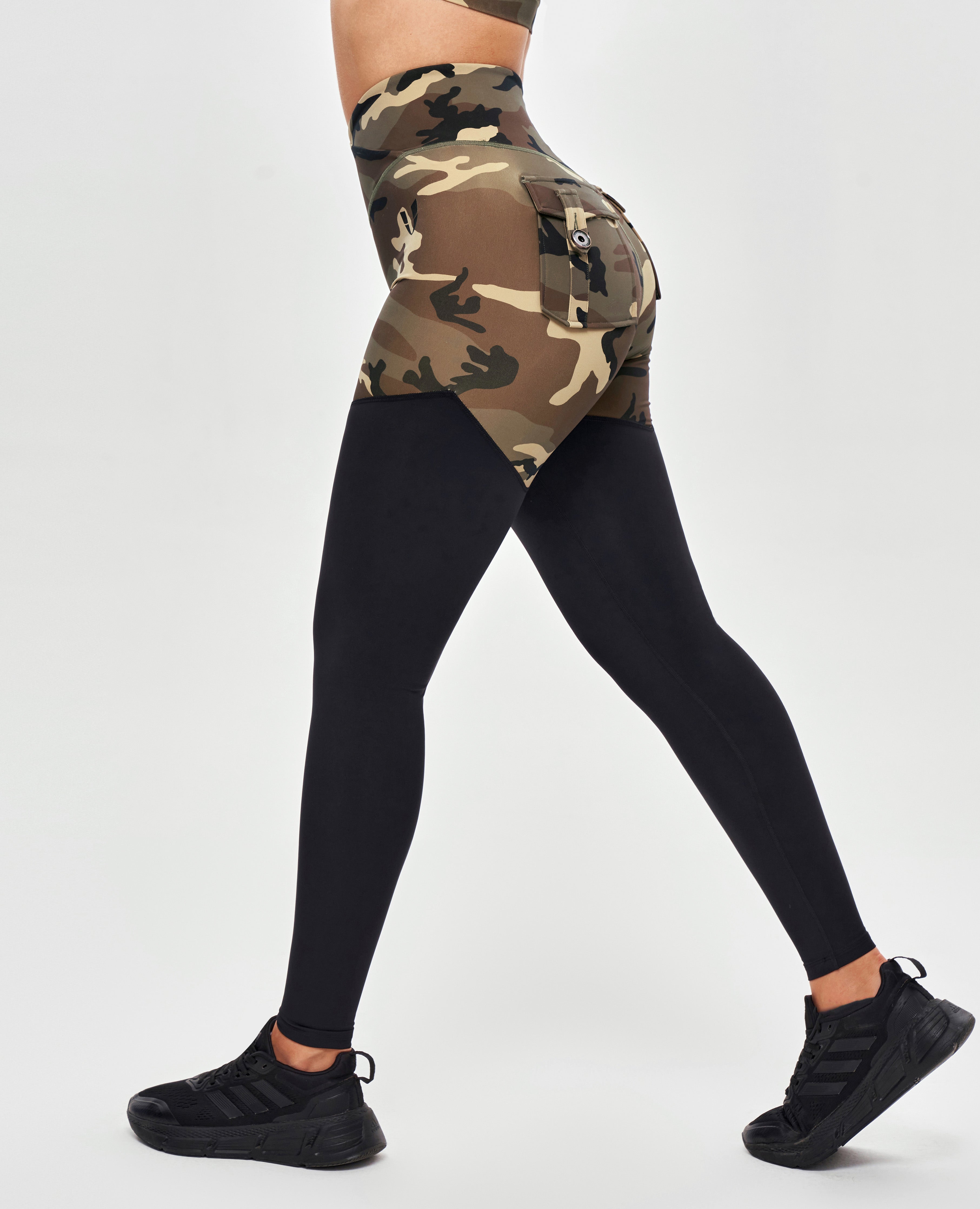 Cargo Power Leggings - Earth Camo and Black