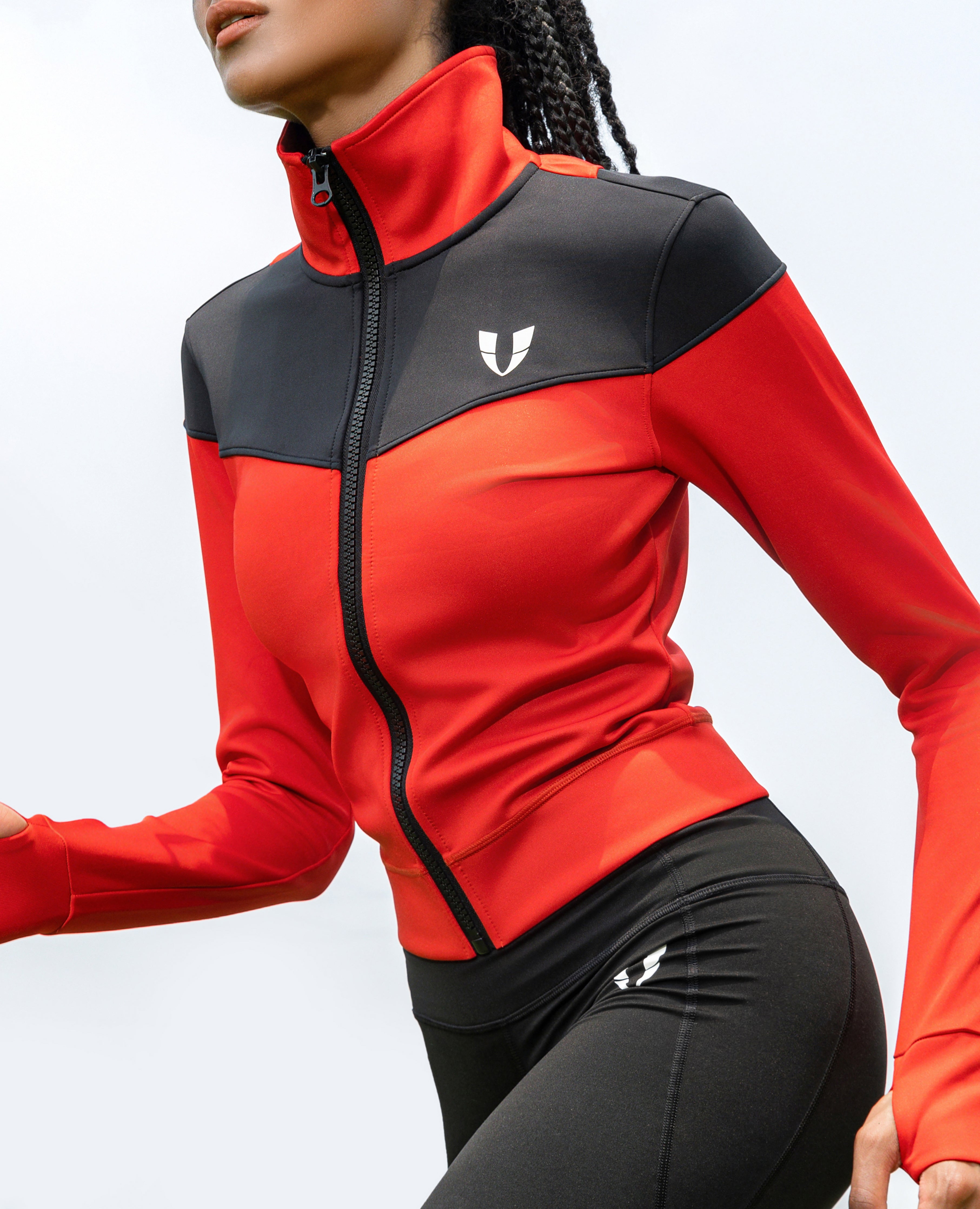 V-Shape Athletic Jacket - Red and Black