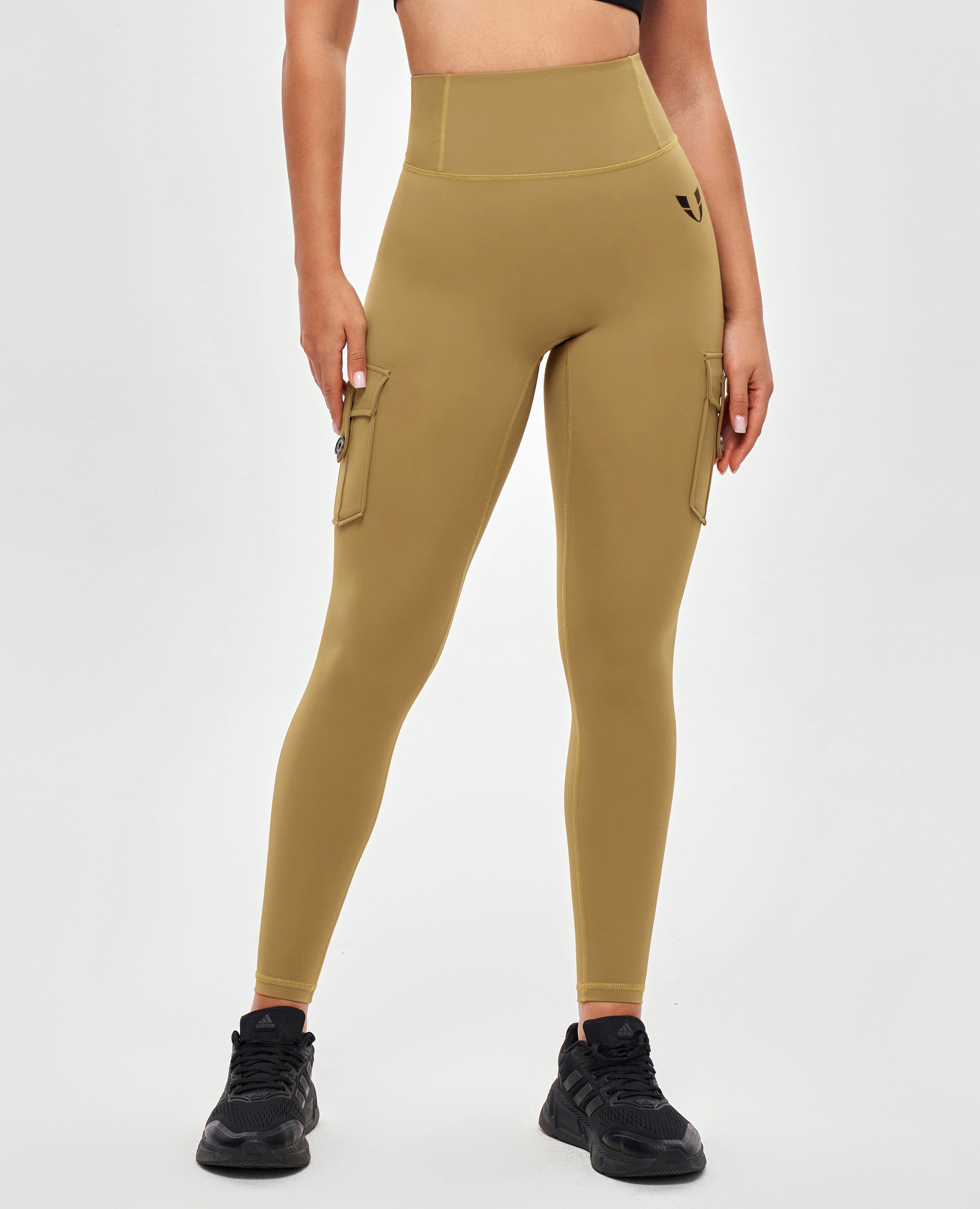 High Waisted Cargo Leggings - Deer Brown