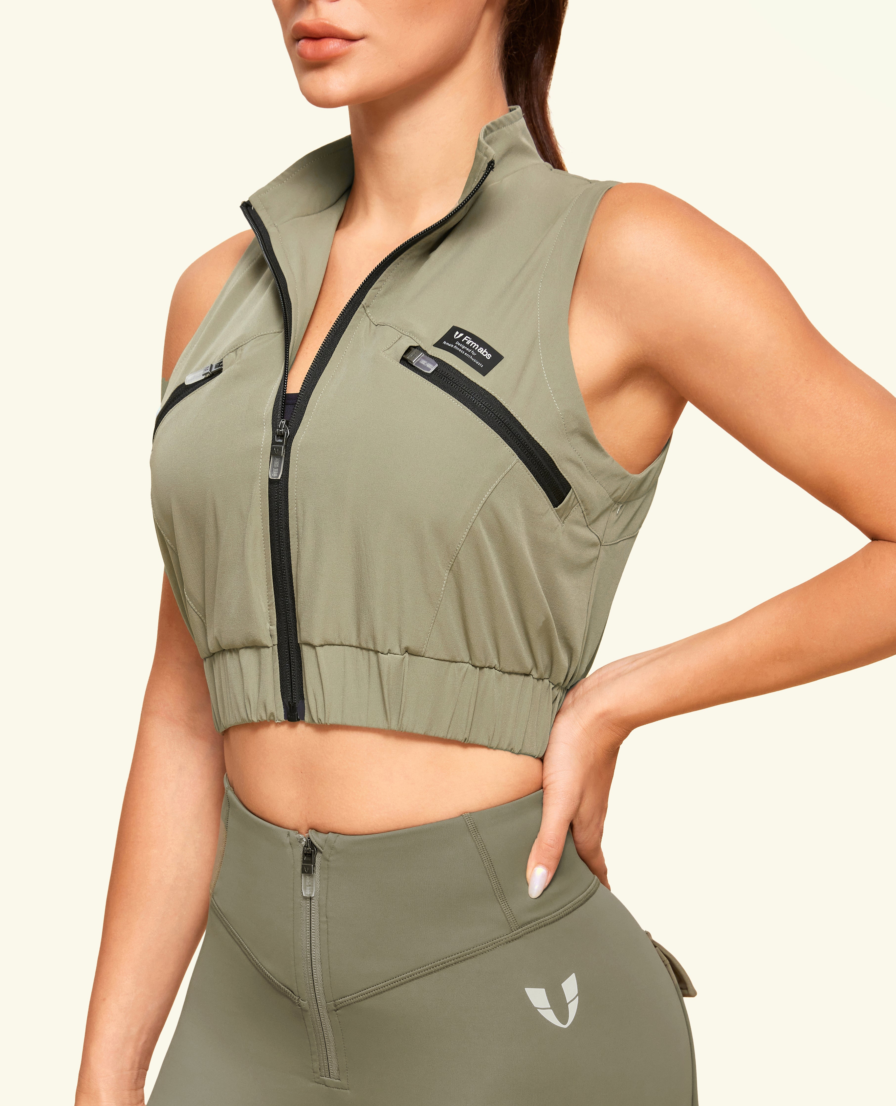 Active Core Cropped Vest - Army Green