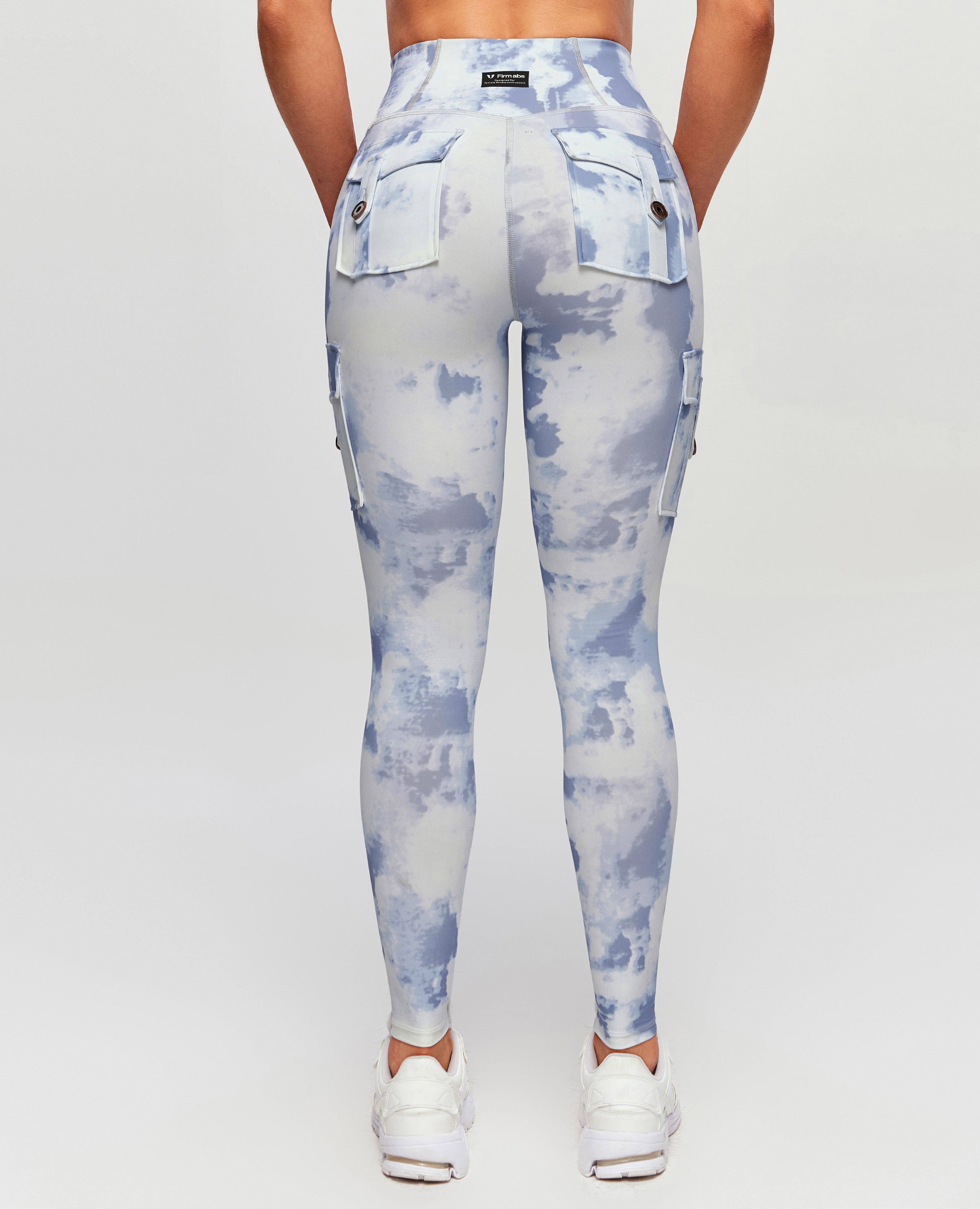 High Waisted Cargo Leggings - Grey blue Gradient