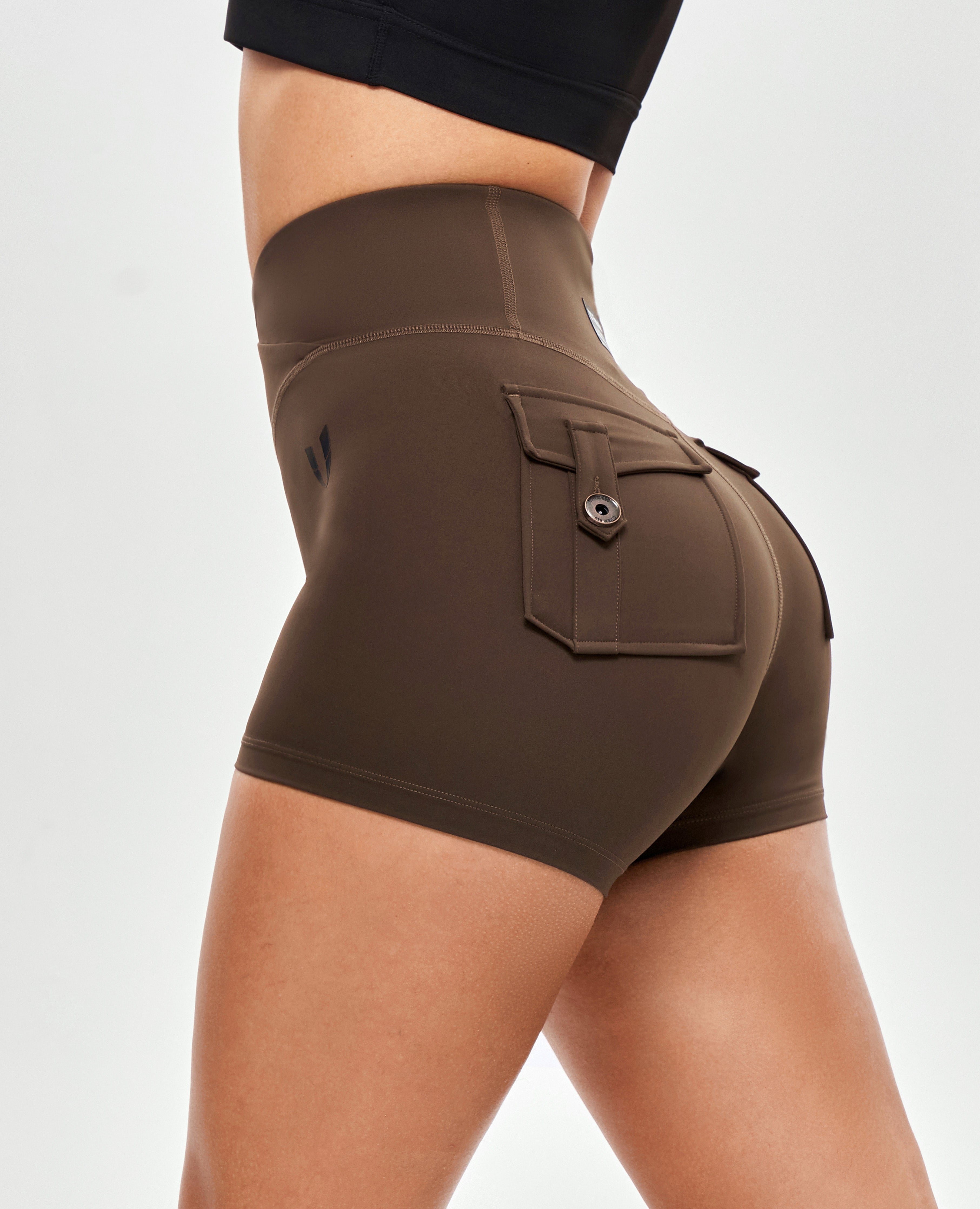 V-waist Cargo Shorts Plus-Dark Brown