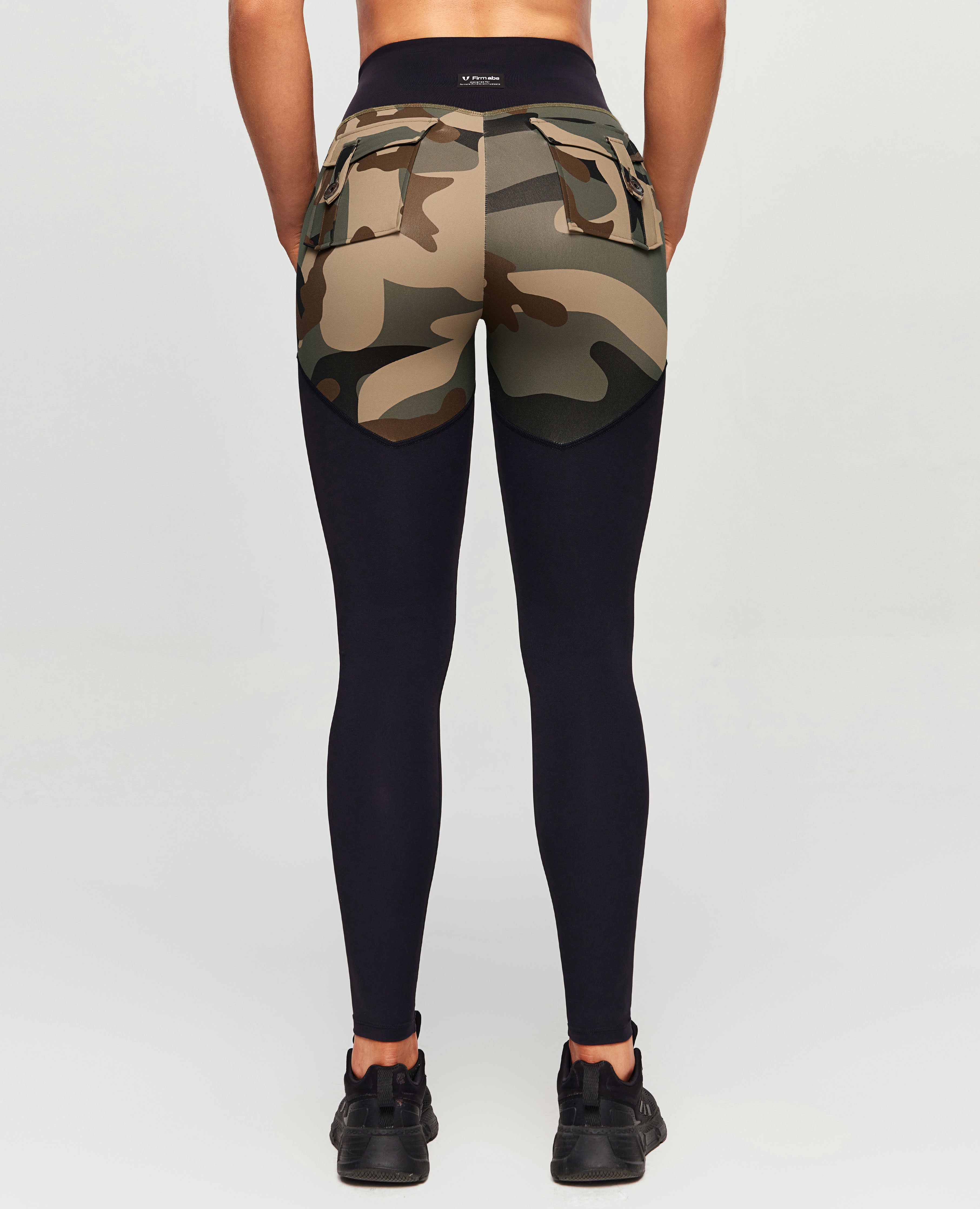 V-Waist Gym Leggings - Coffee Camo