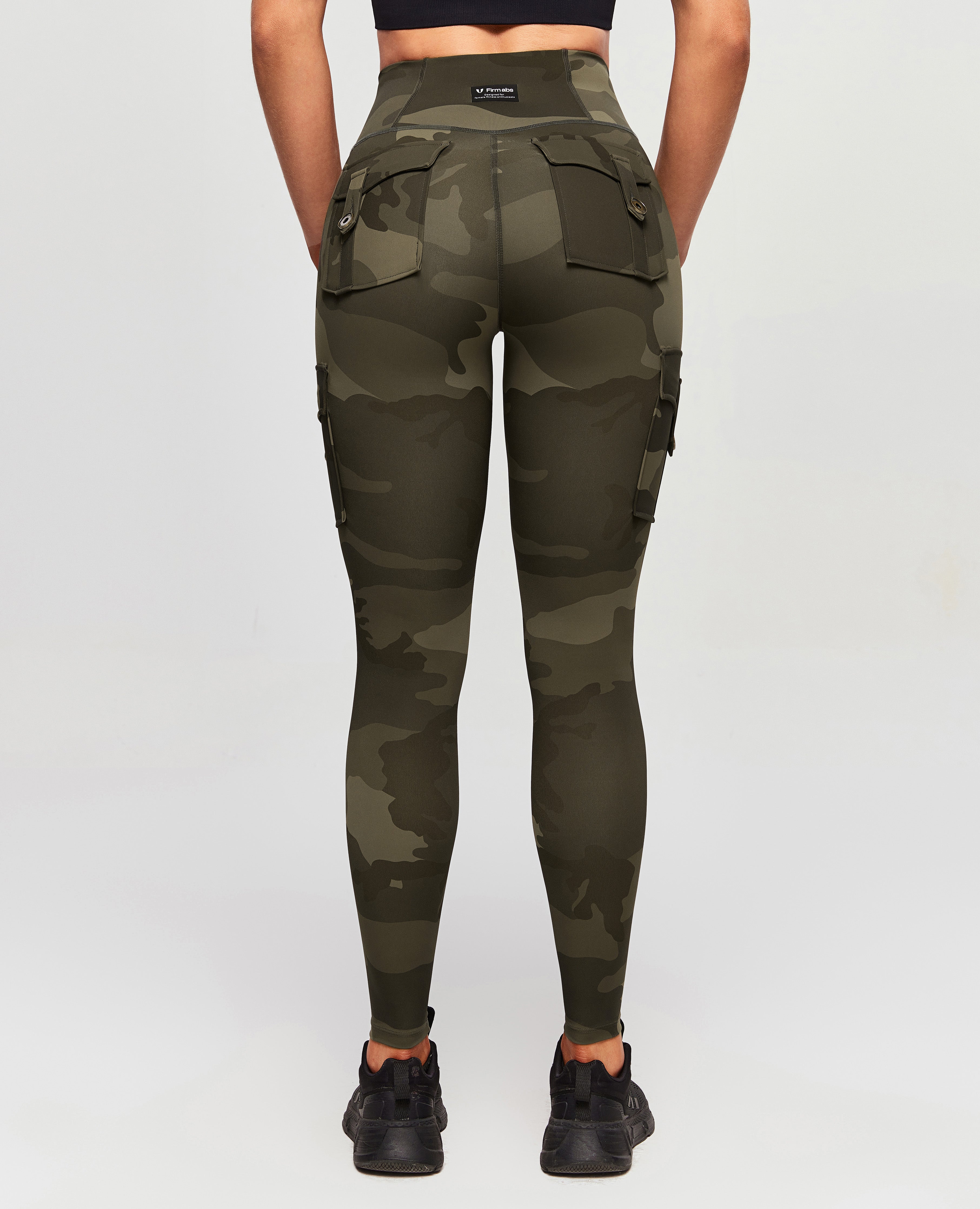 High Waisted Cargo Leggings - Army Green Camo