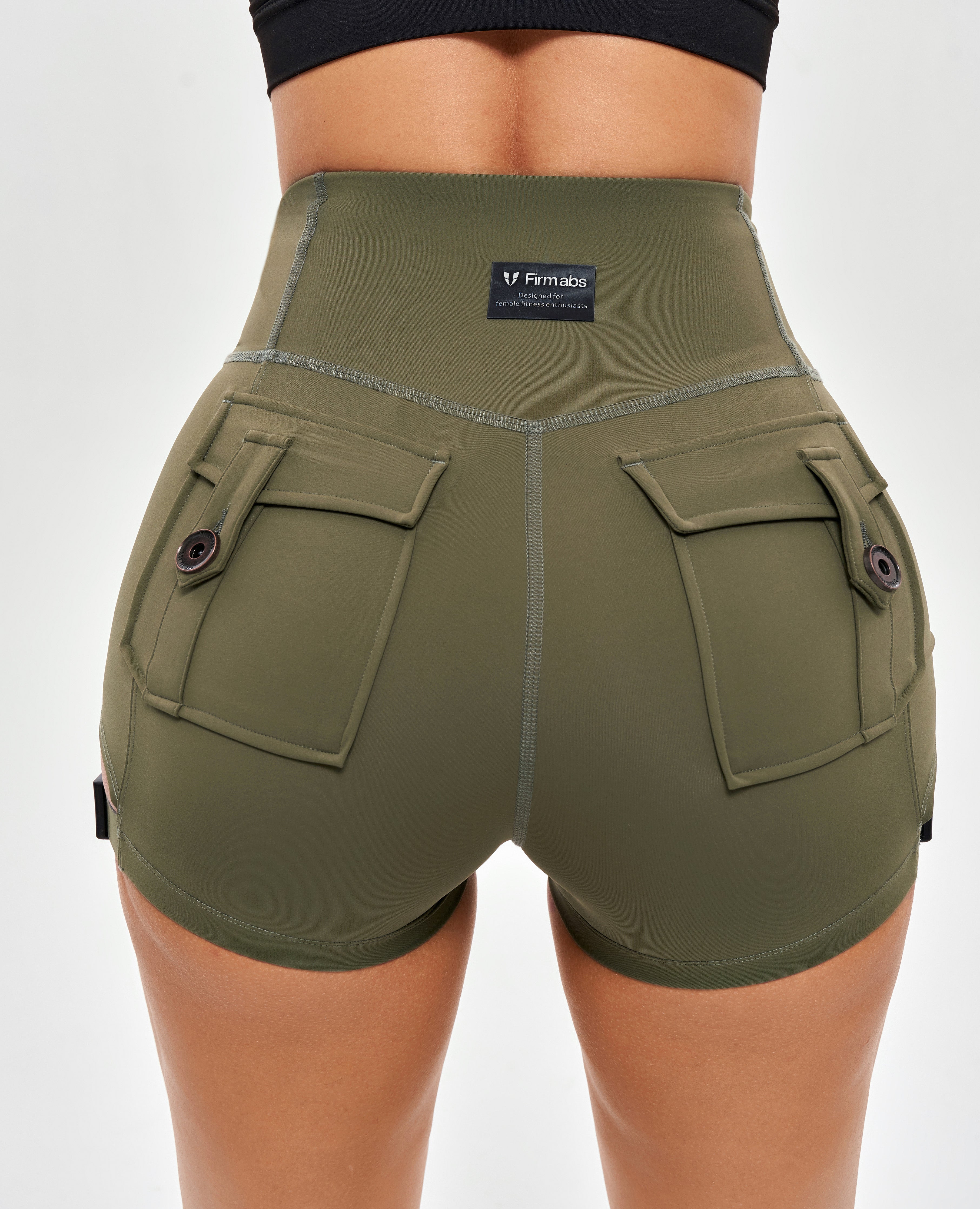 Cutout Cargo Shorts - Moss Green