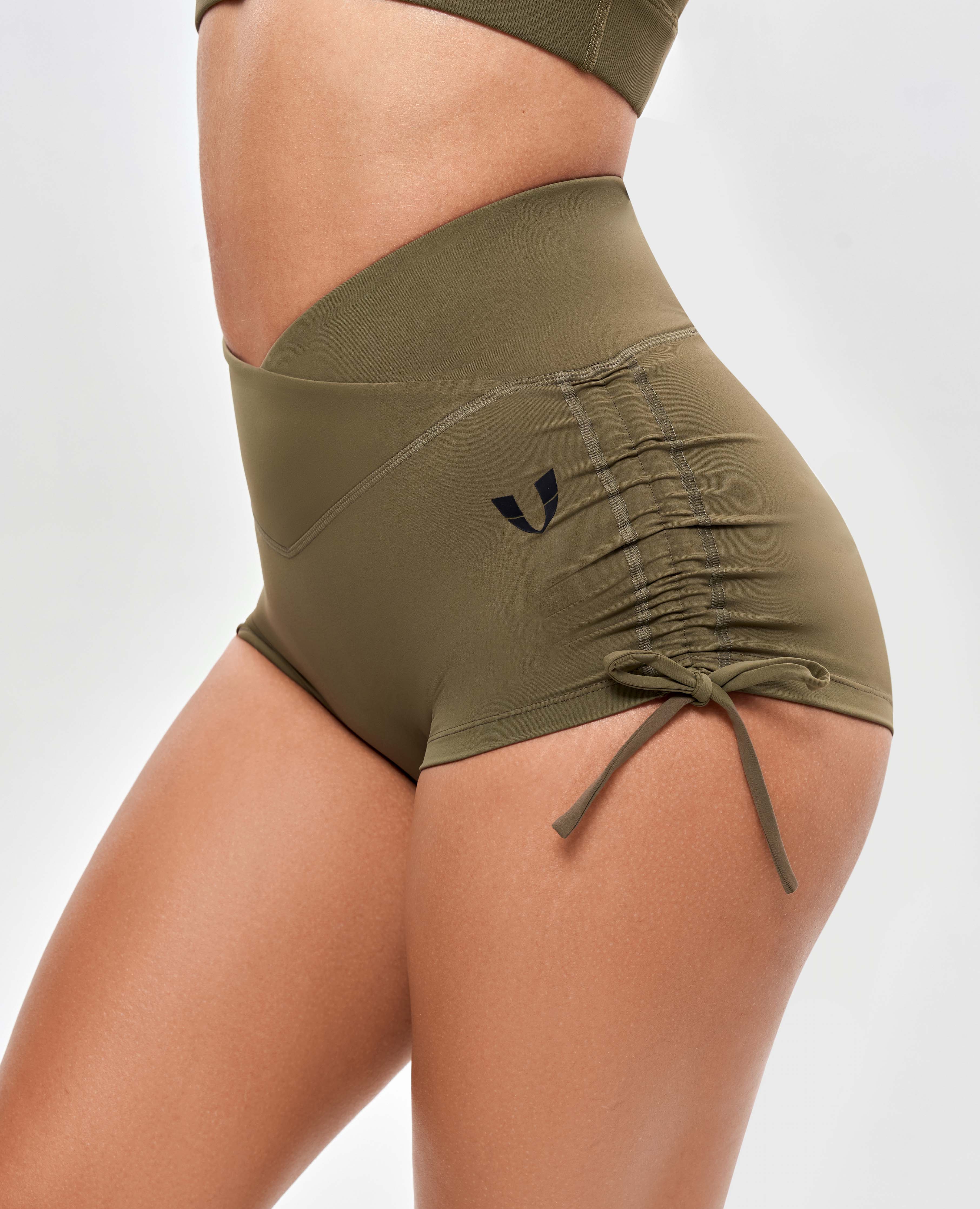 V-waist Scrunch Butt Shorts - Combat Green