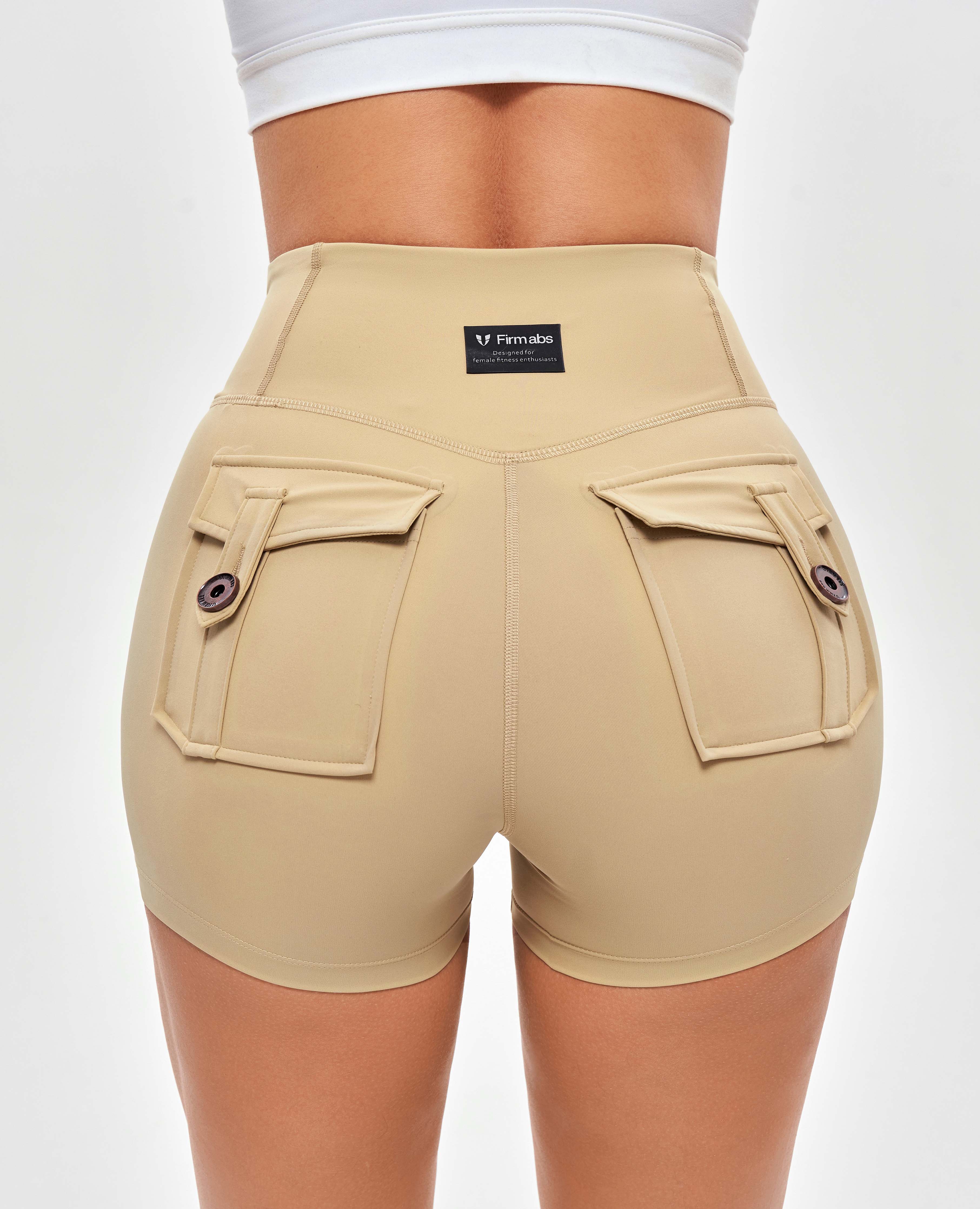 V-waist Cargo Shorts Plus-Khaki Yellow