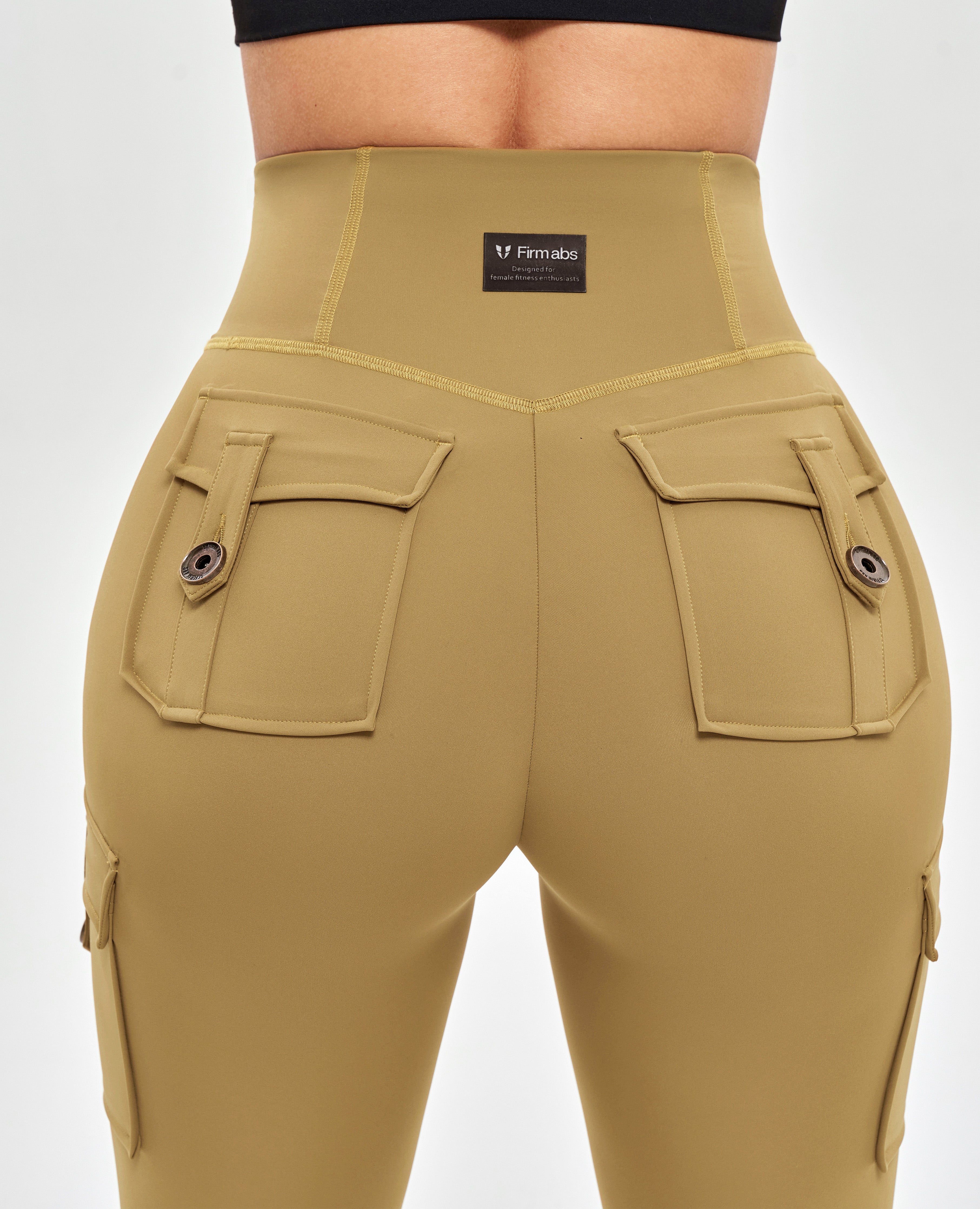 High Waisted Cargo Leggings - Deer Brown