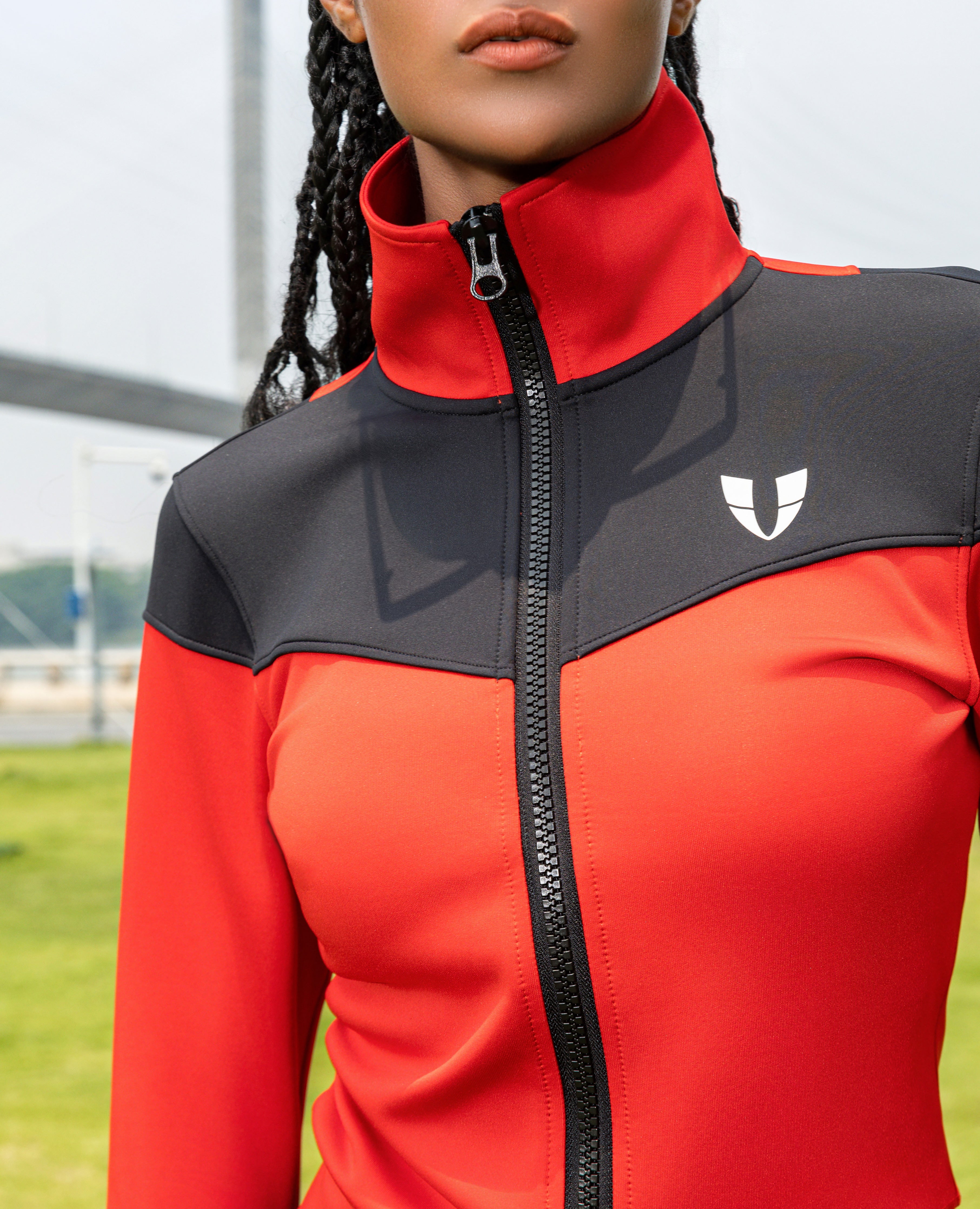 V-Shape Athletic Jacket - Red and Black