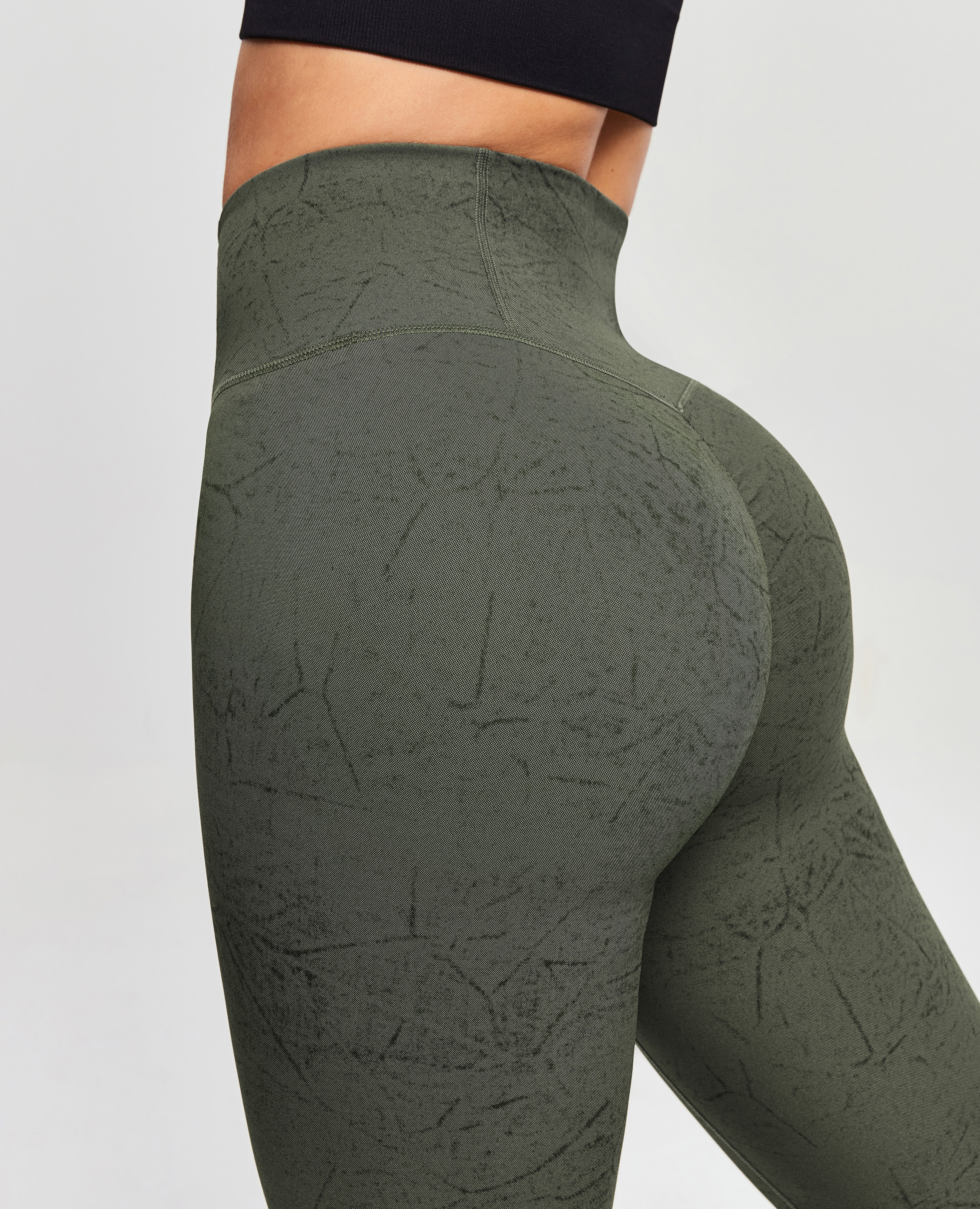 Scrunch Butt Leggings - Moss Green Tie Dye