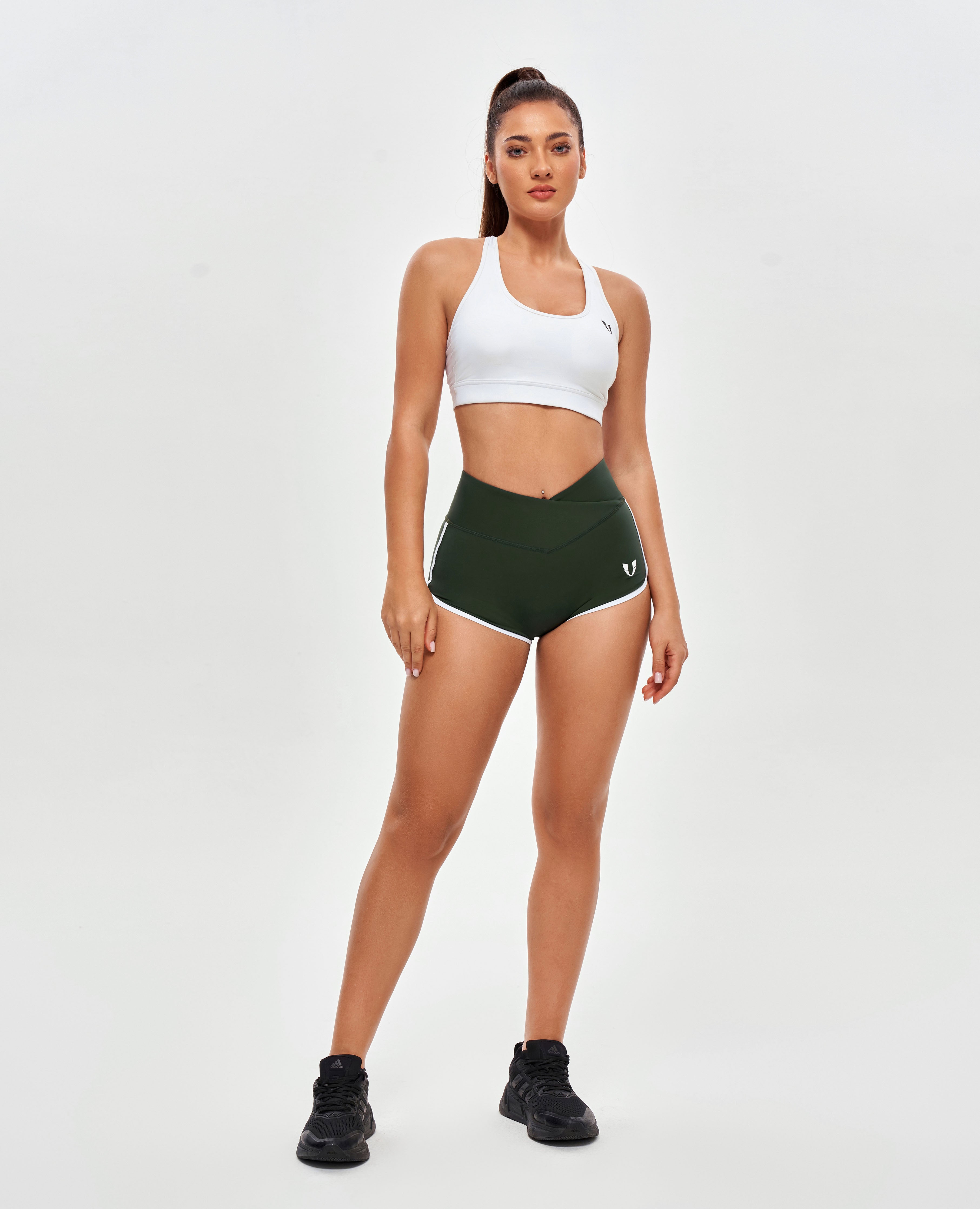 V-waist Lifting Butt Shorts - Dark Green