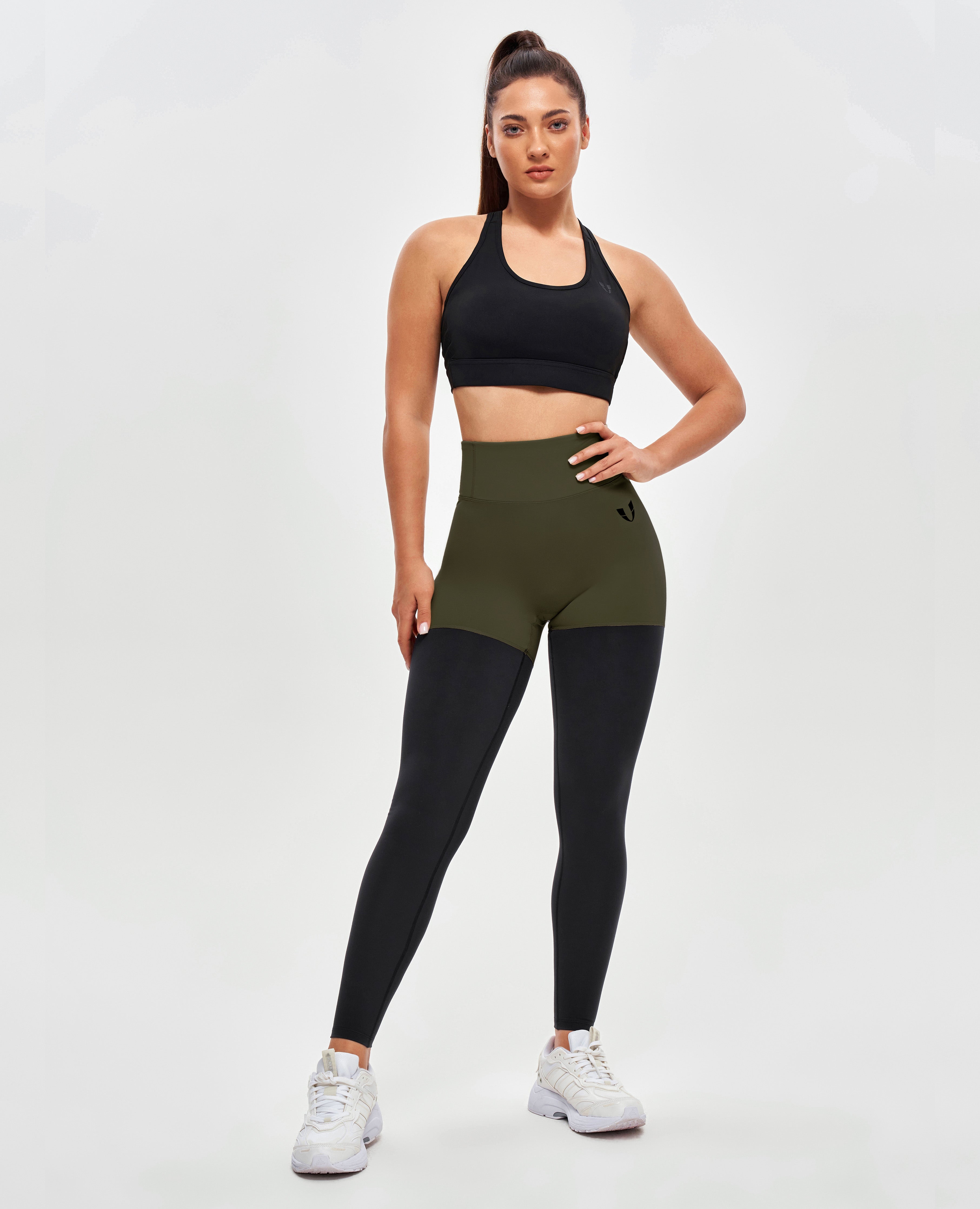 Cargo Athletic Leggings - Dark Green and Black