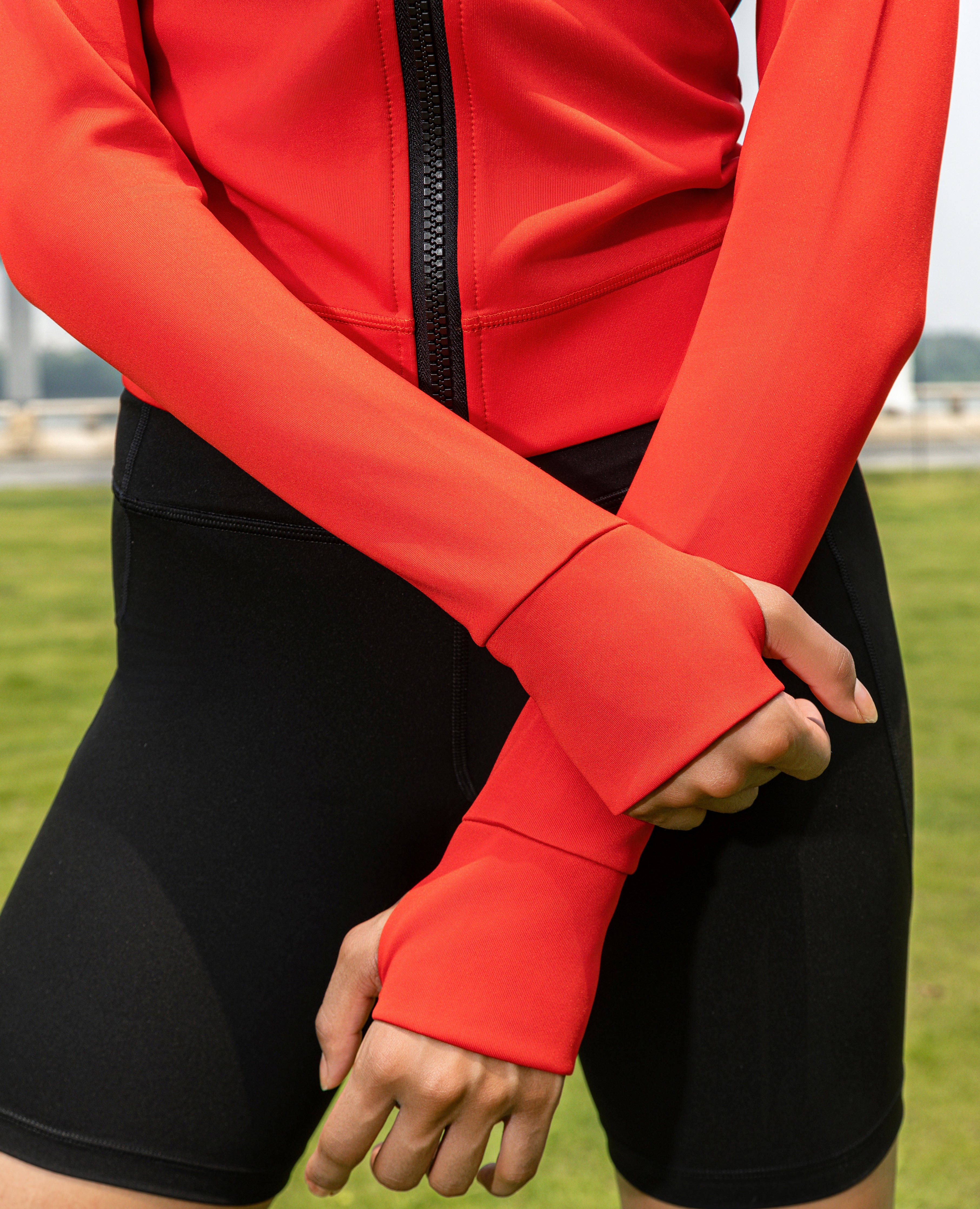 V-Shape Athletic Jacket - Red and Black