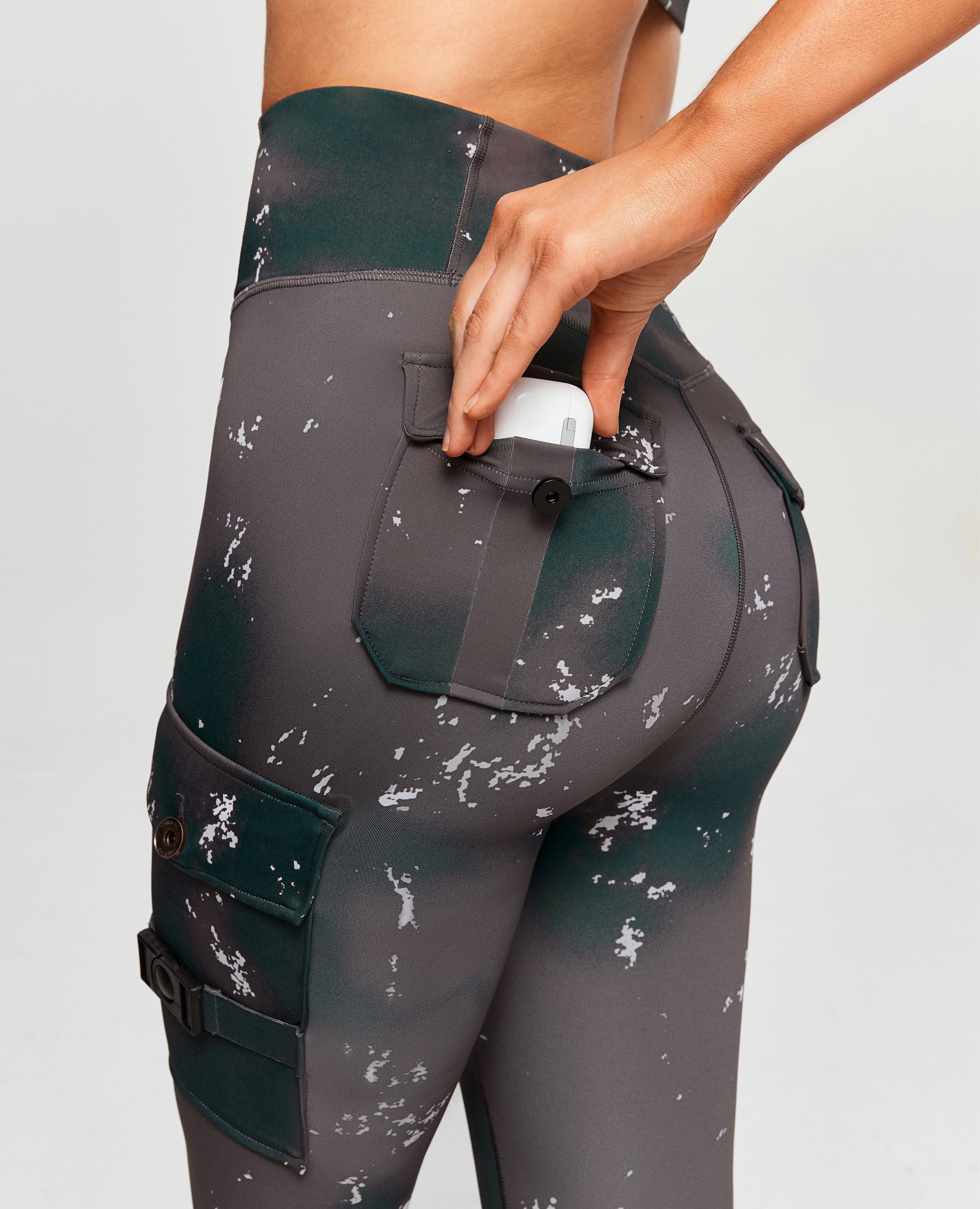 Cargo Fitness Leggings - Phantom Tie Dye